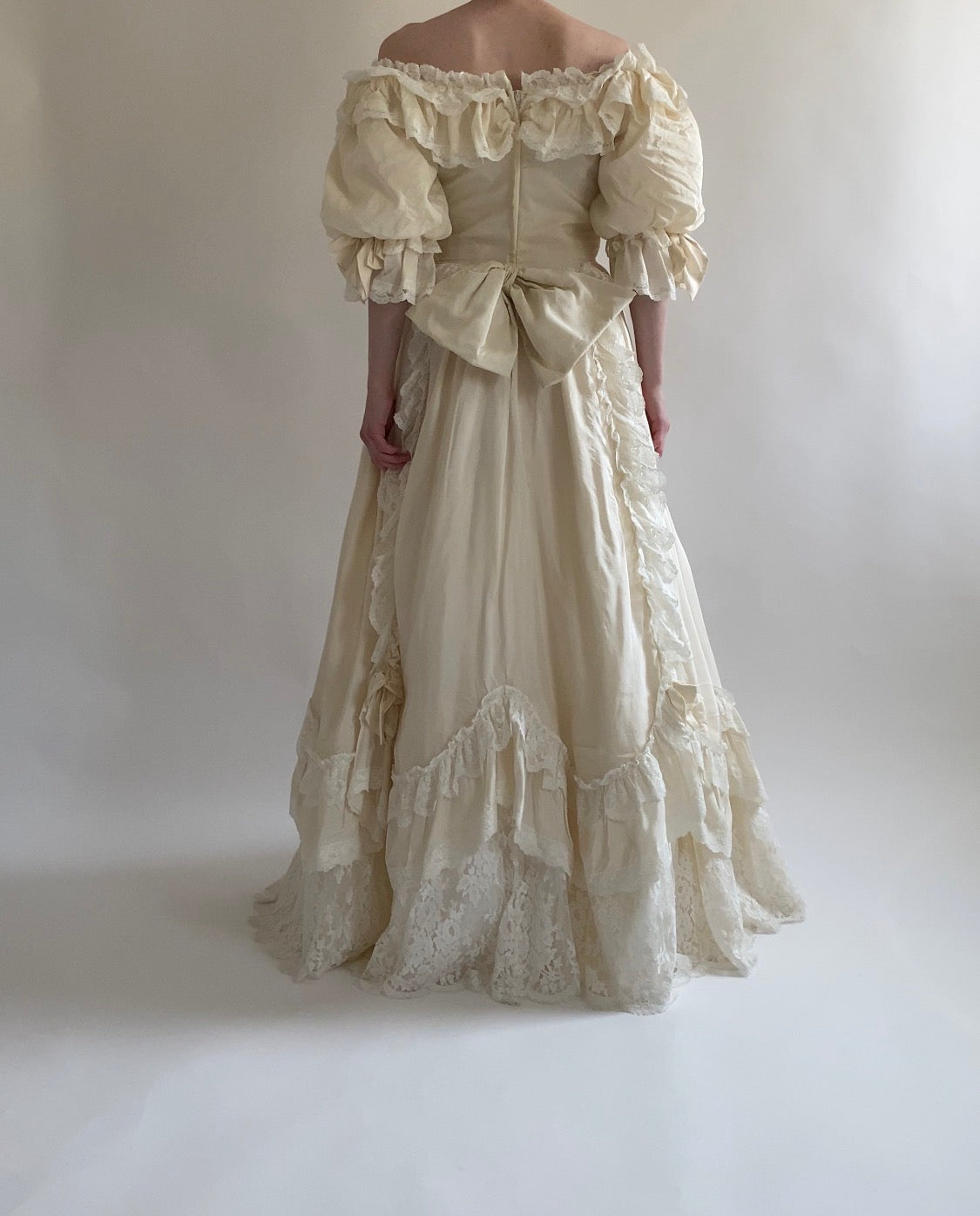 1980s Silk Princess Diana Inspired Vintage Wedding Dress