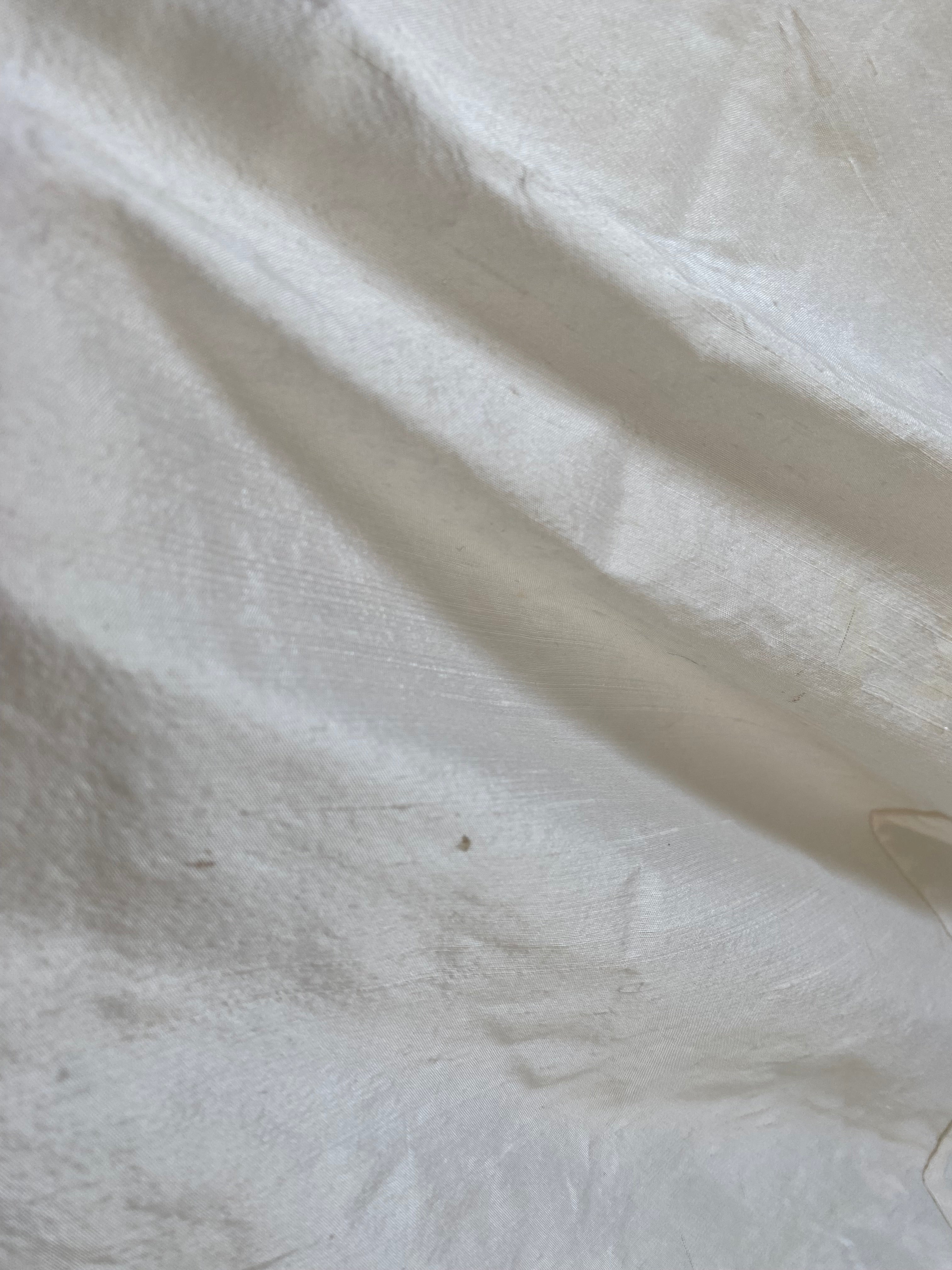 1980s Rose Trimmed Silk Wedding Dress