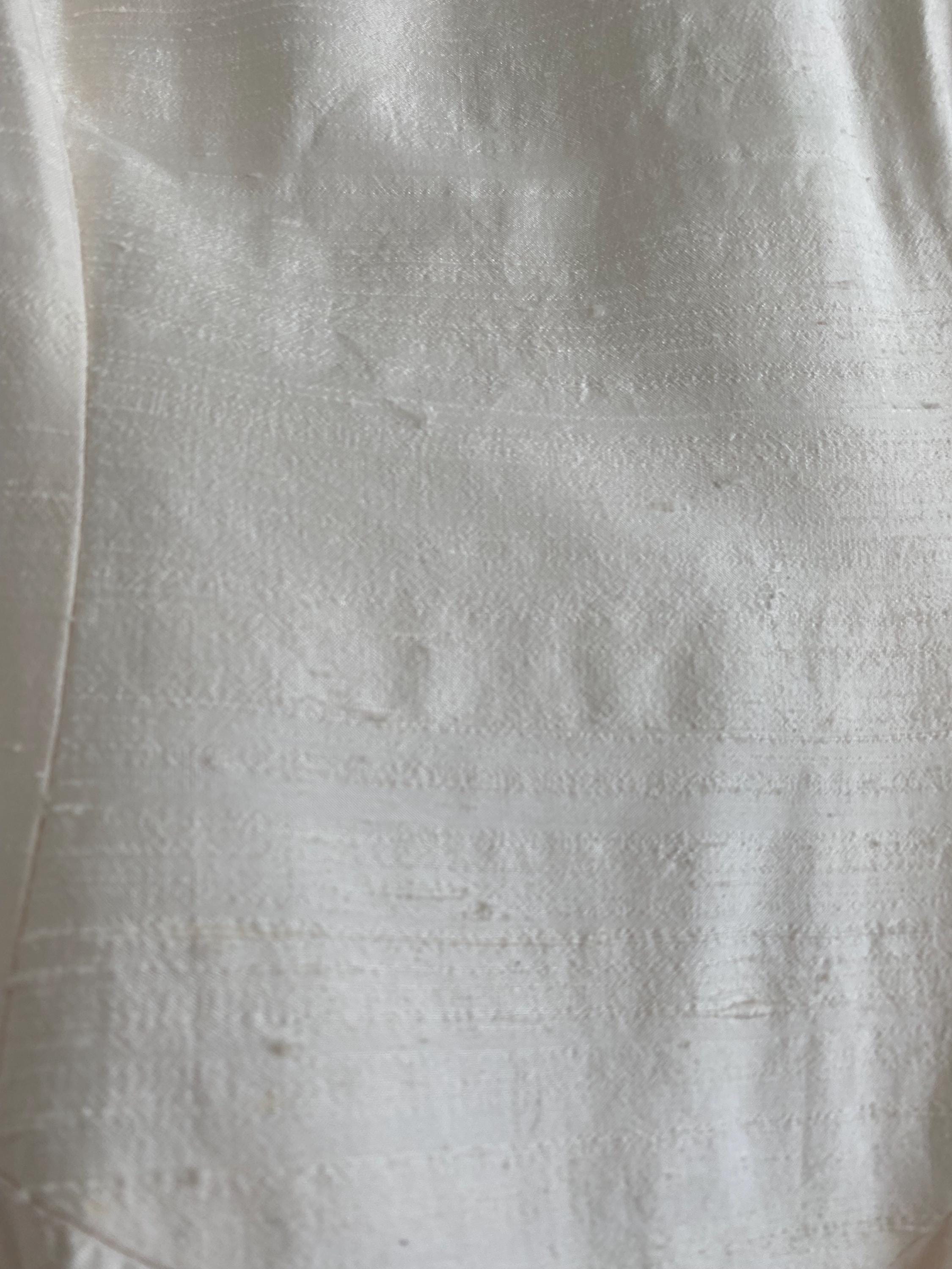 1990s Rosette Raw Silk Wedding Gown