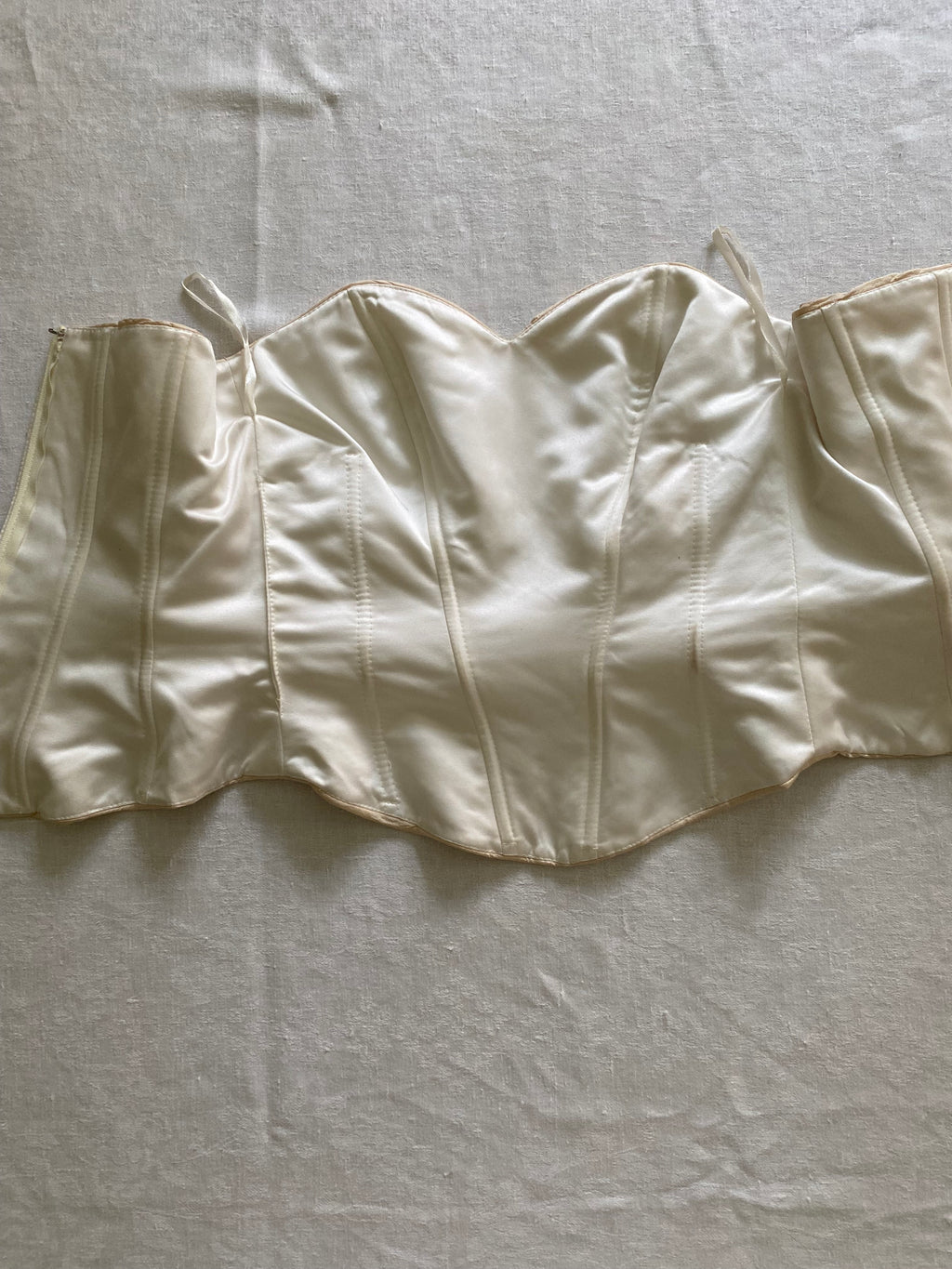 90s Silk 3-piece Wedding Dress Set Corset and Skirt with Rosettes