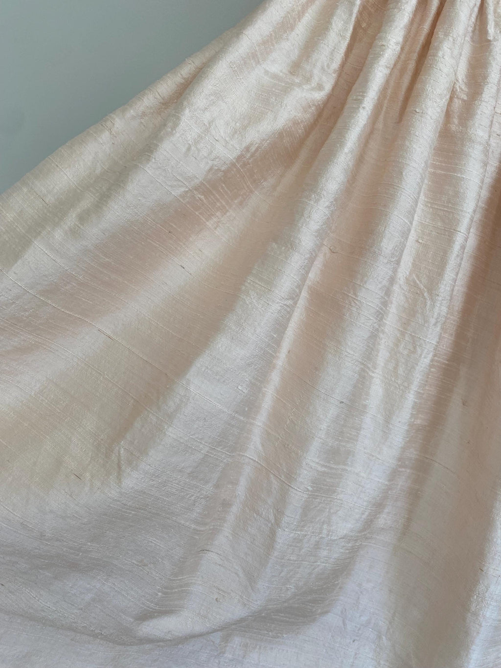 1980s Peach Raw Silk Midi Wedding Gown