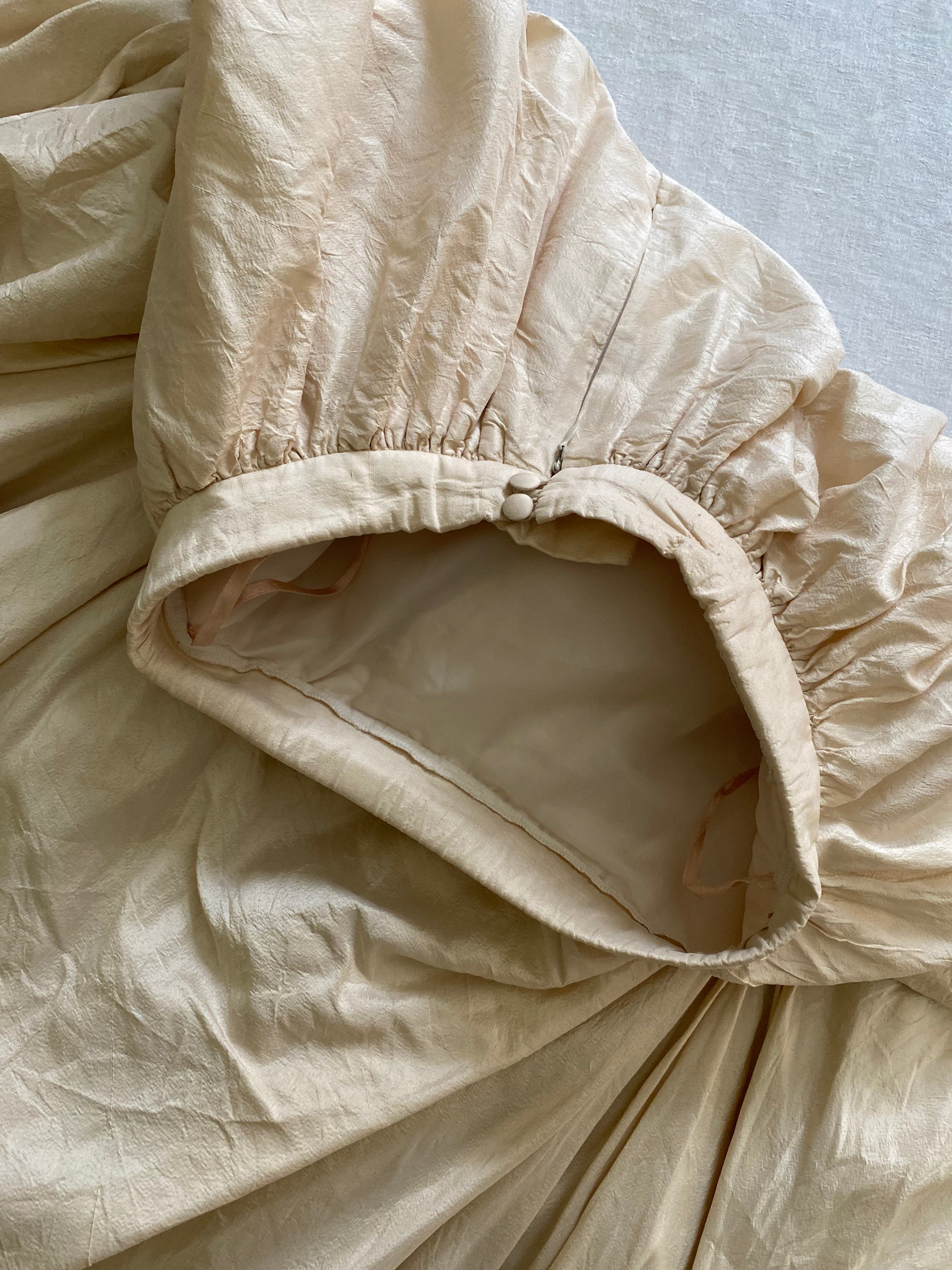 90s Silk 3-piece Wedding Dress Set Corset and Skirt with Rosettes