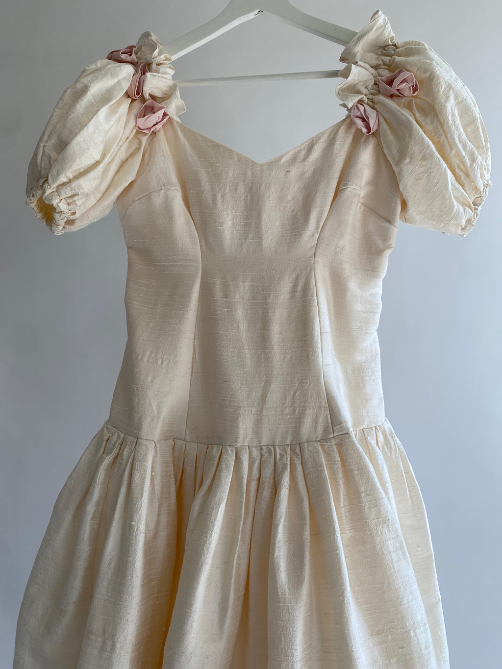 1980s Raw Silk  Wedding Dress