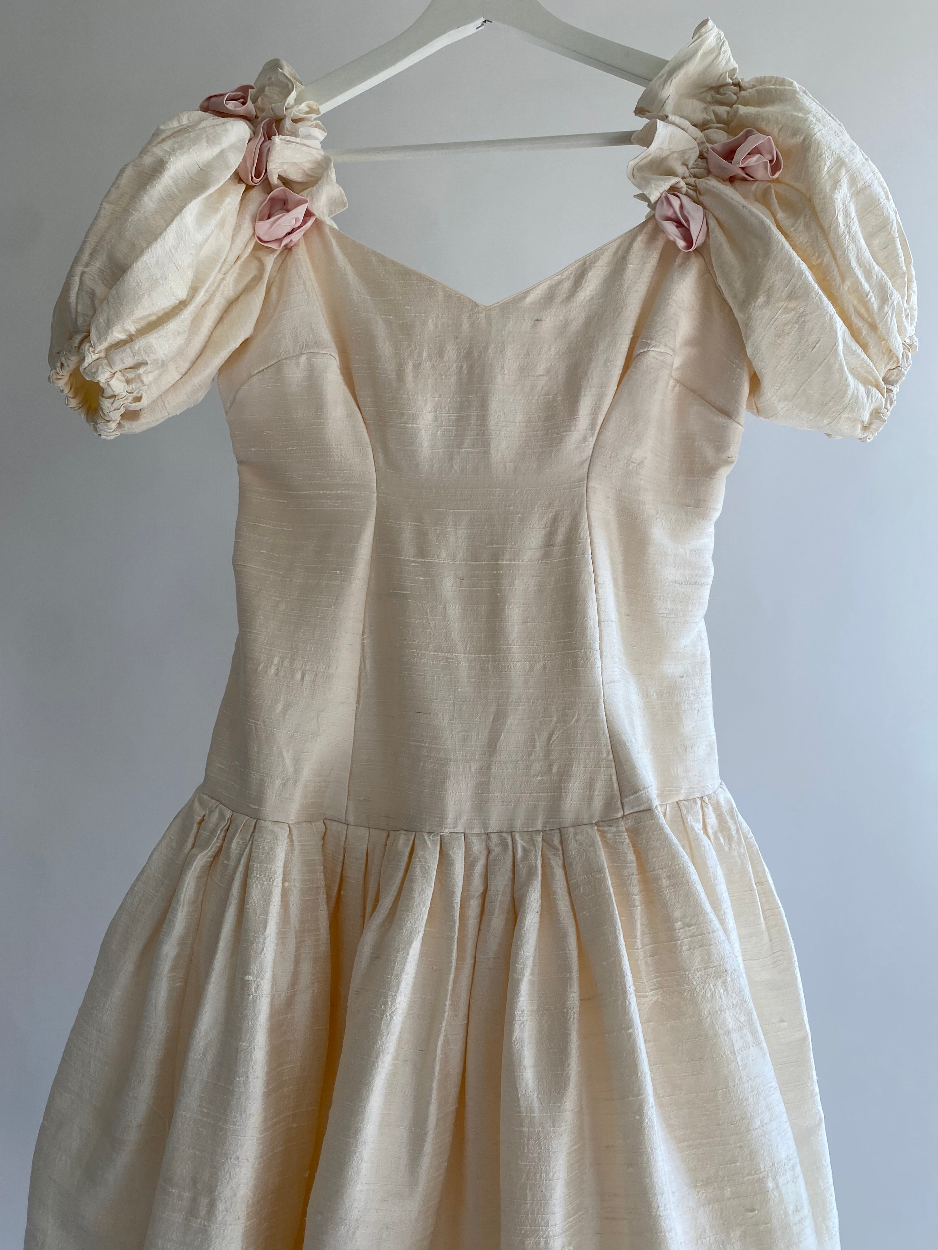 1980s Raw Silk  Wedding Dress