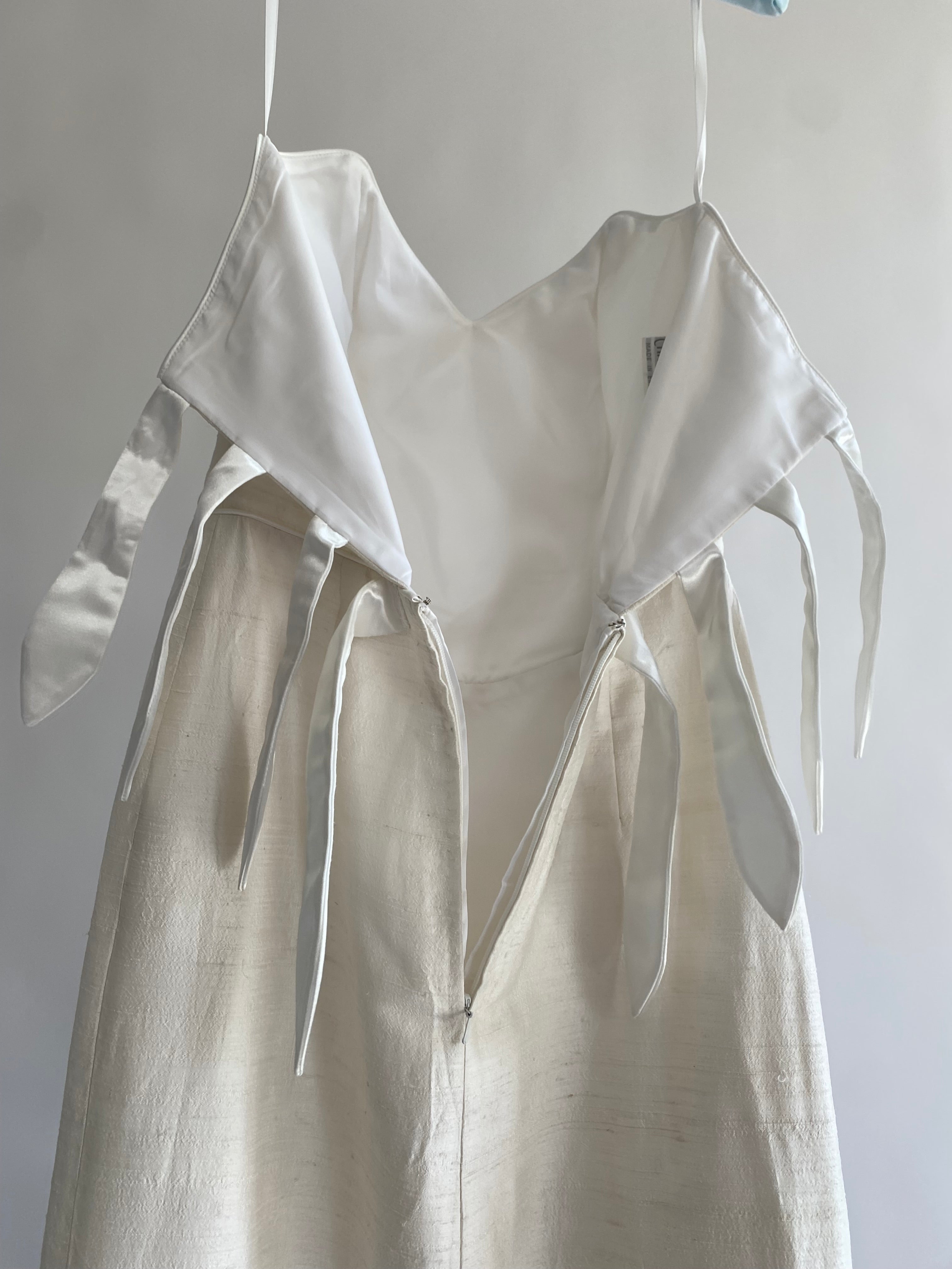 Raw Silk Strapless Vintage Wedding Gown with Matching Jacket