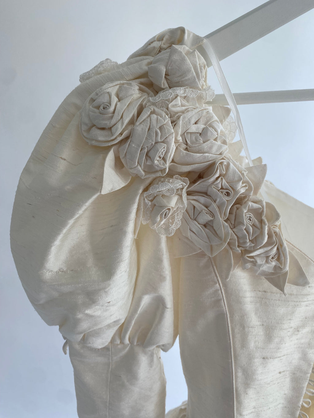 1980s Silk Rosette Wedding Dress
