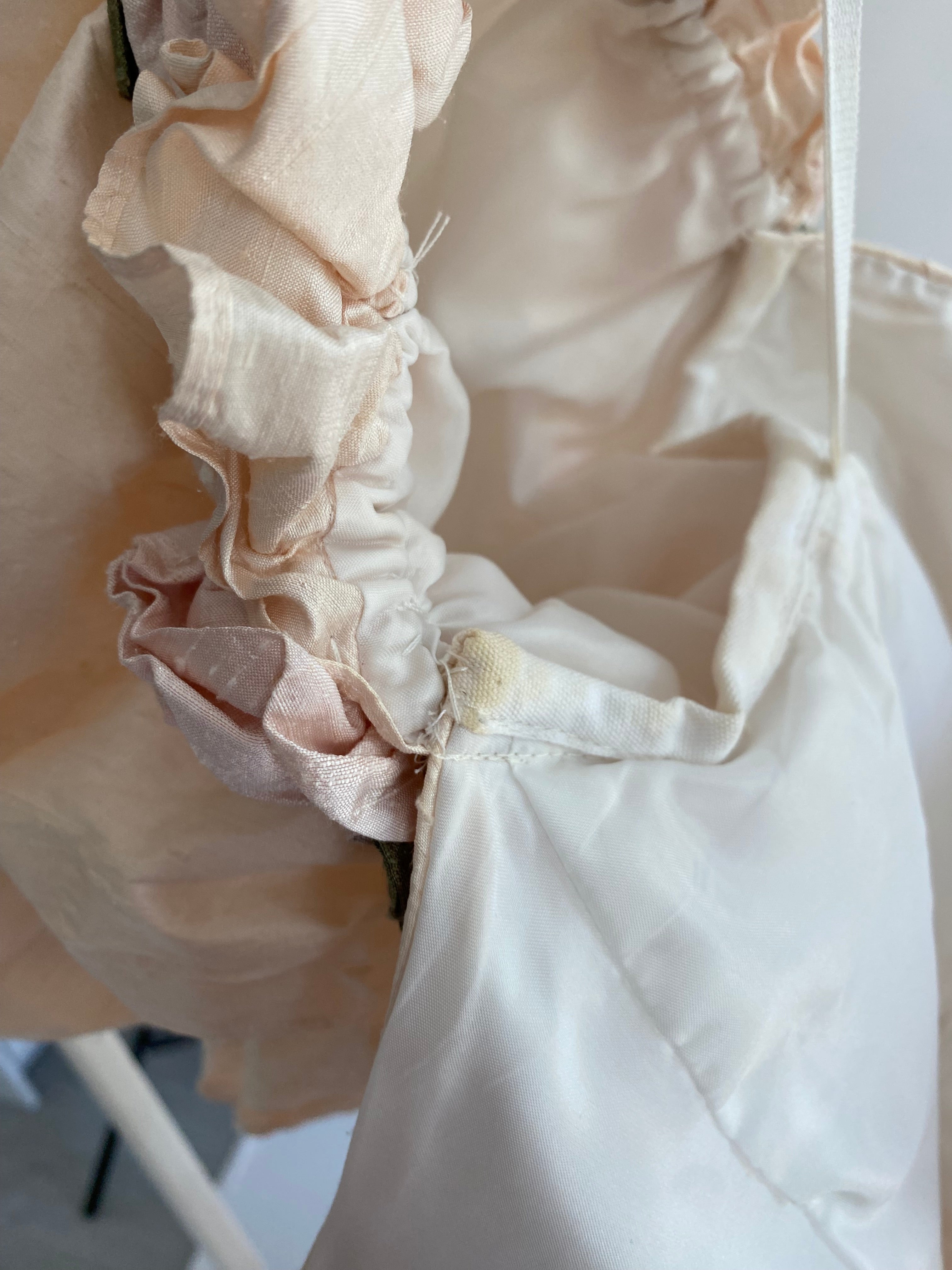 1980s Raw Silk Rosette Wedding Gown