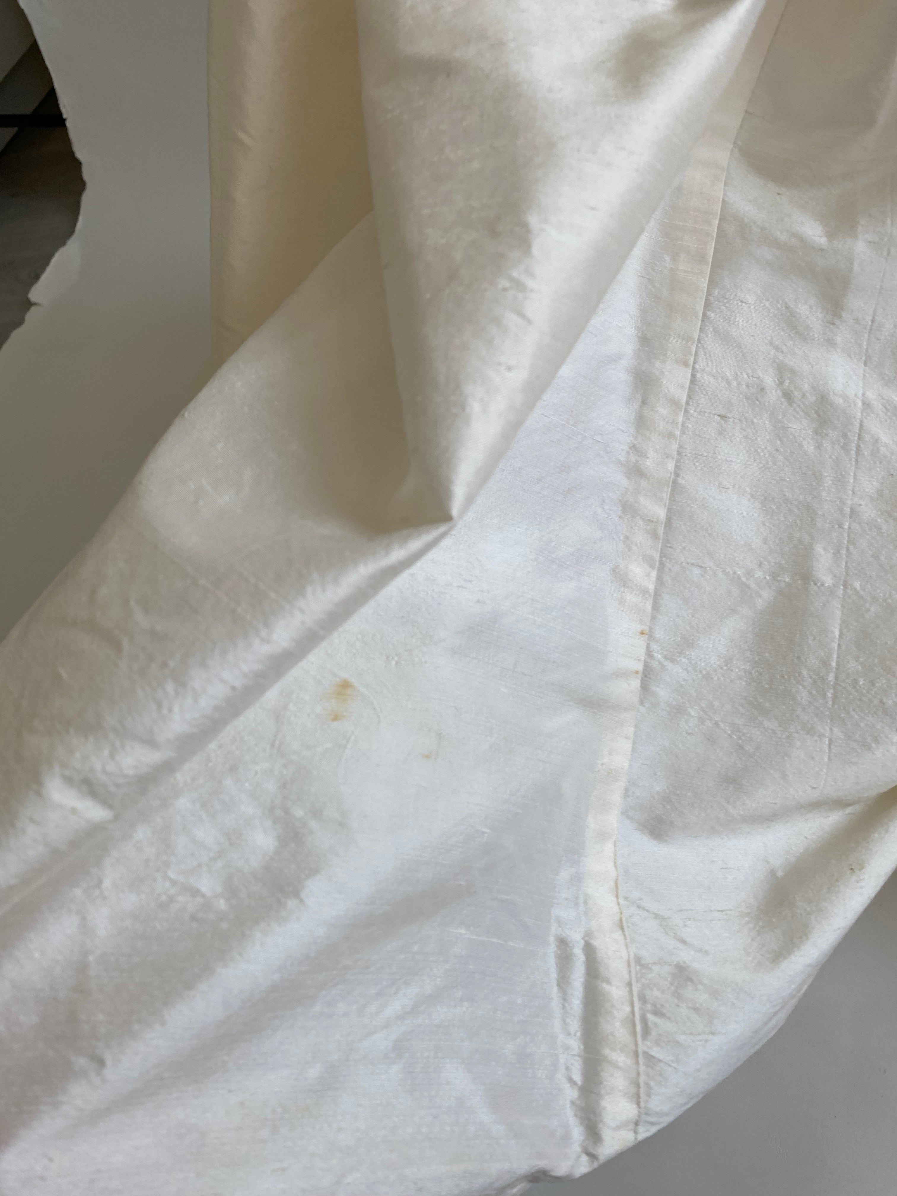 1980s Rose Trimmed Silk Wedding Dress