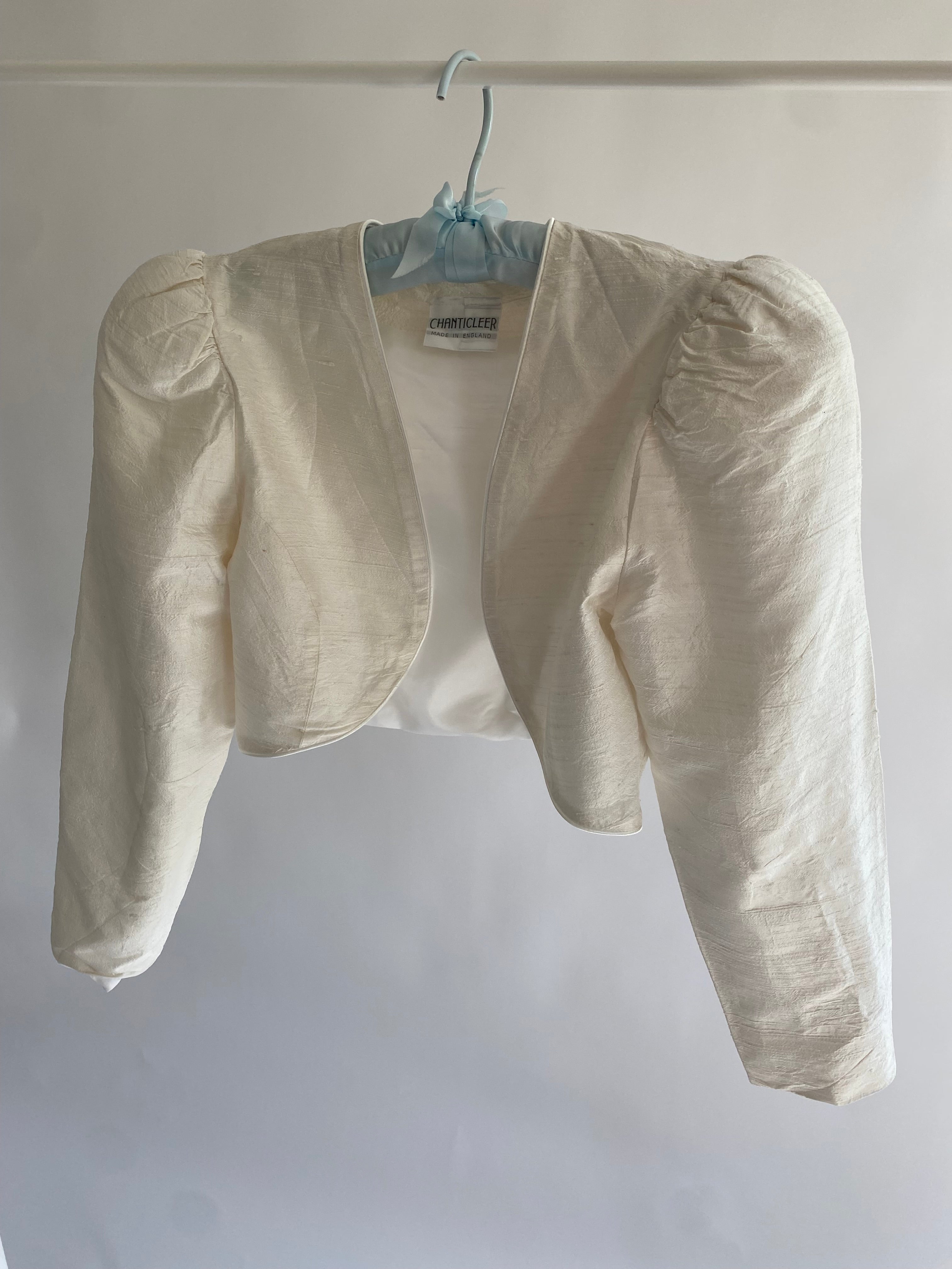 Raw Silk Strapless Vintage Wedding Gown with Matching Jacket