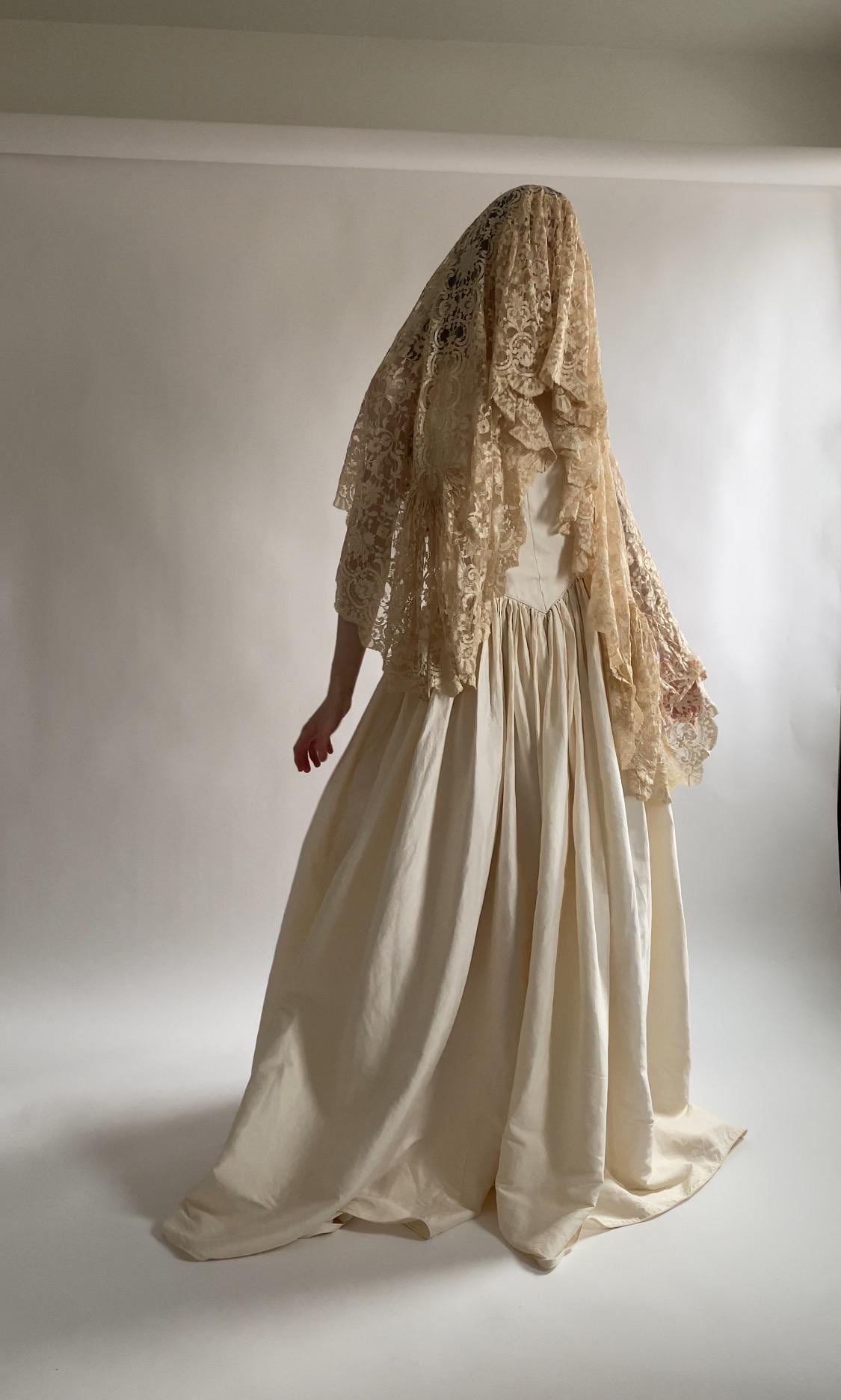 1990s Silk Halter Wedding Dress