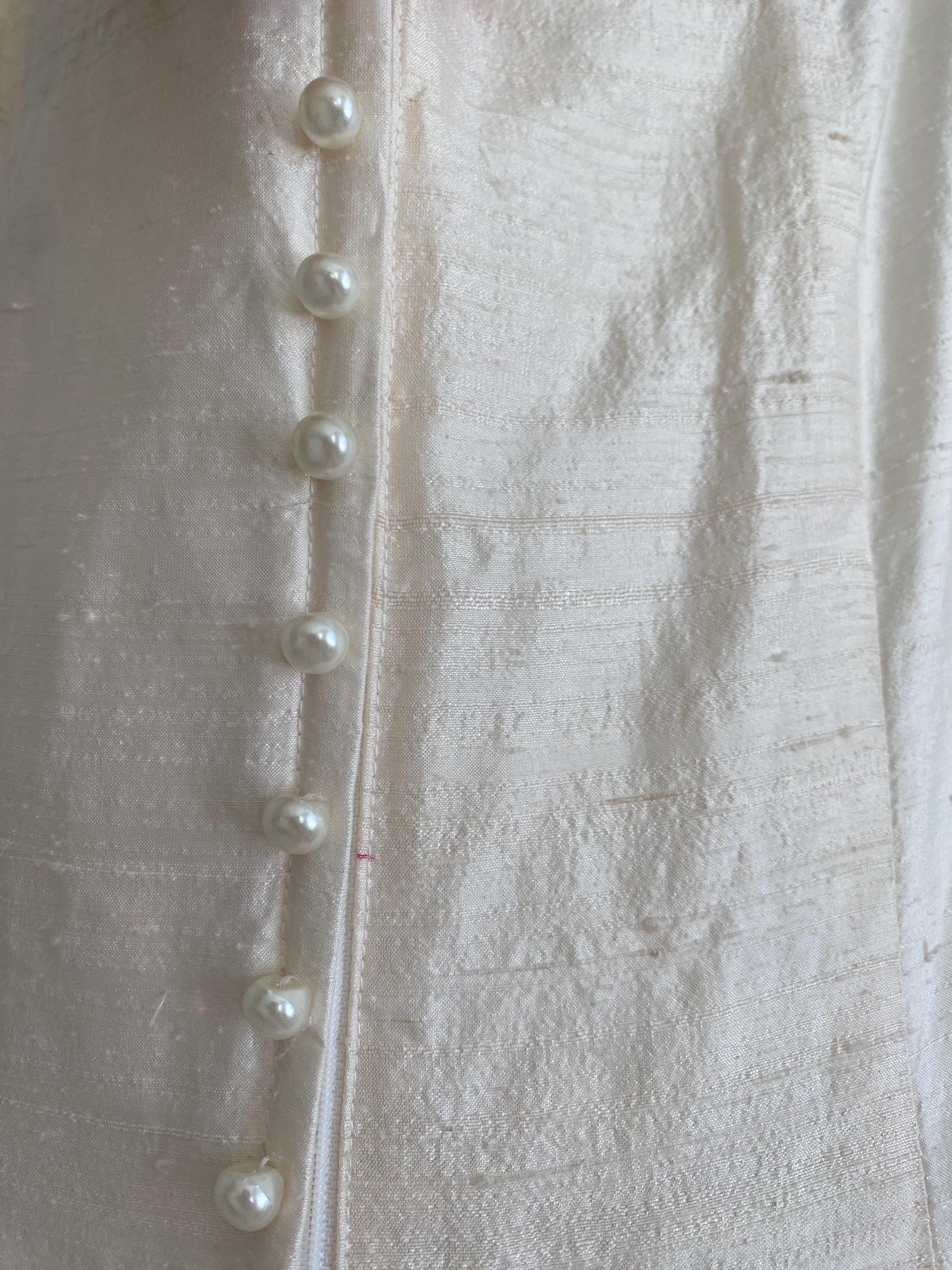 Vintage Raw Silk 1980s Tea Length Wedding Dress
