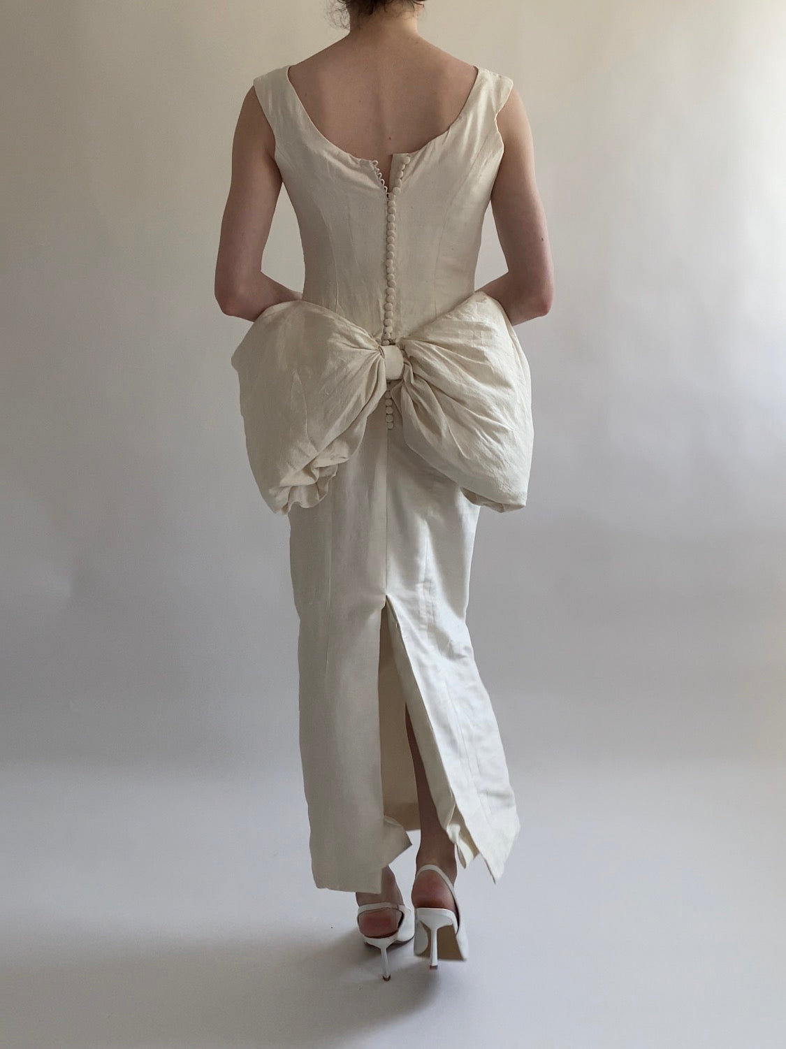 1980s Wedding Dress with a Statement Bow Detail
