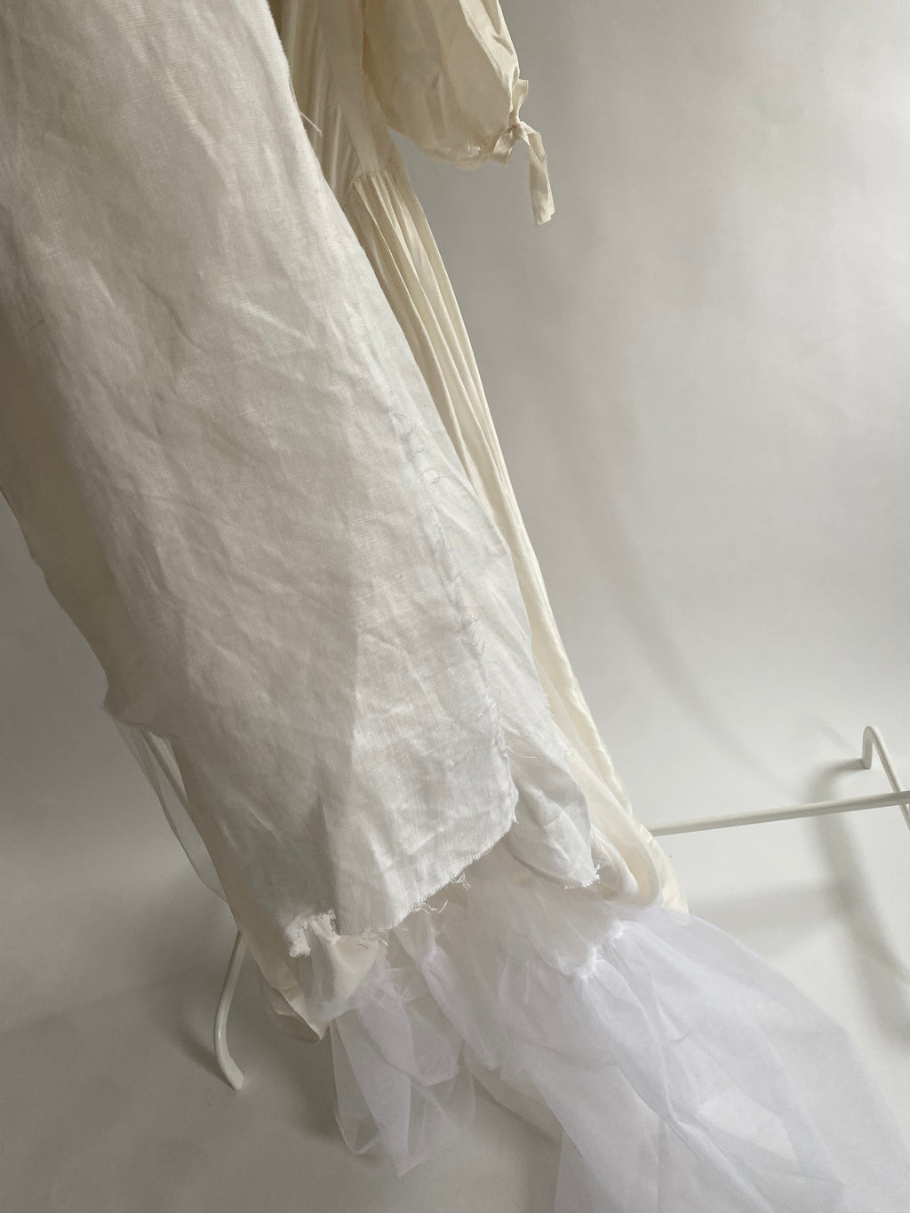 Vintage Silk 1980s Wedding Dress with Puff Sleeves