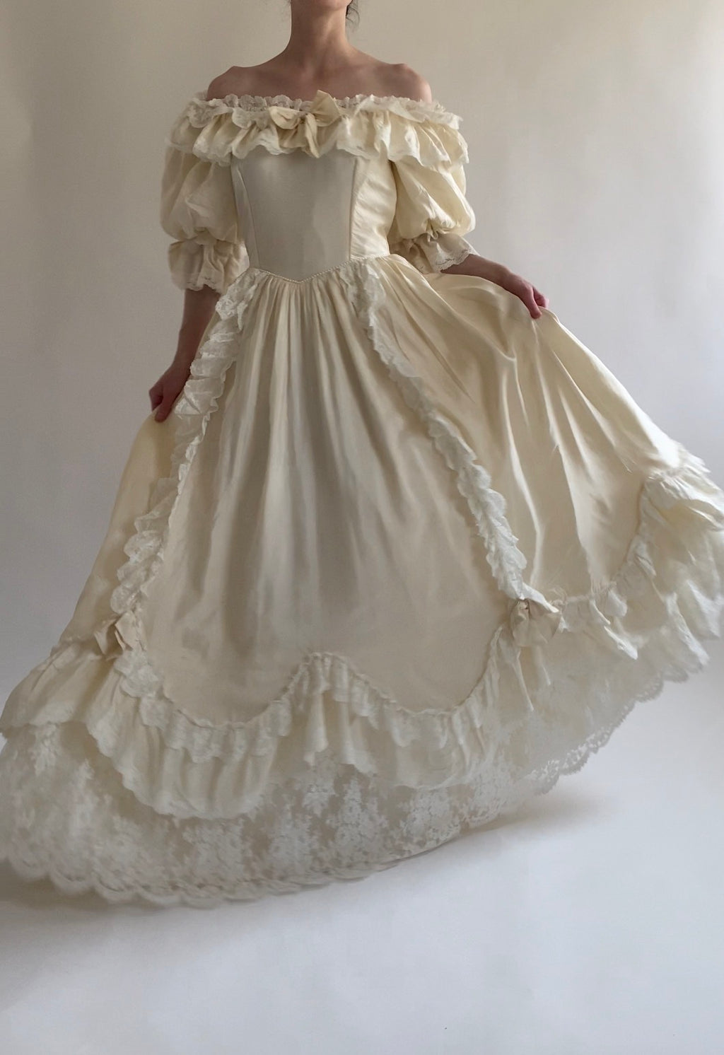1980s Silk Princess Diana Inspired Vintage Wedding Dress