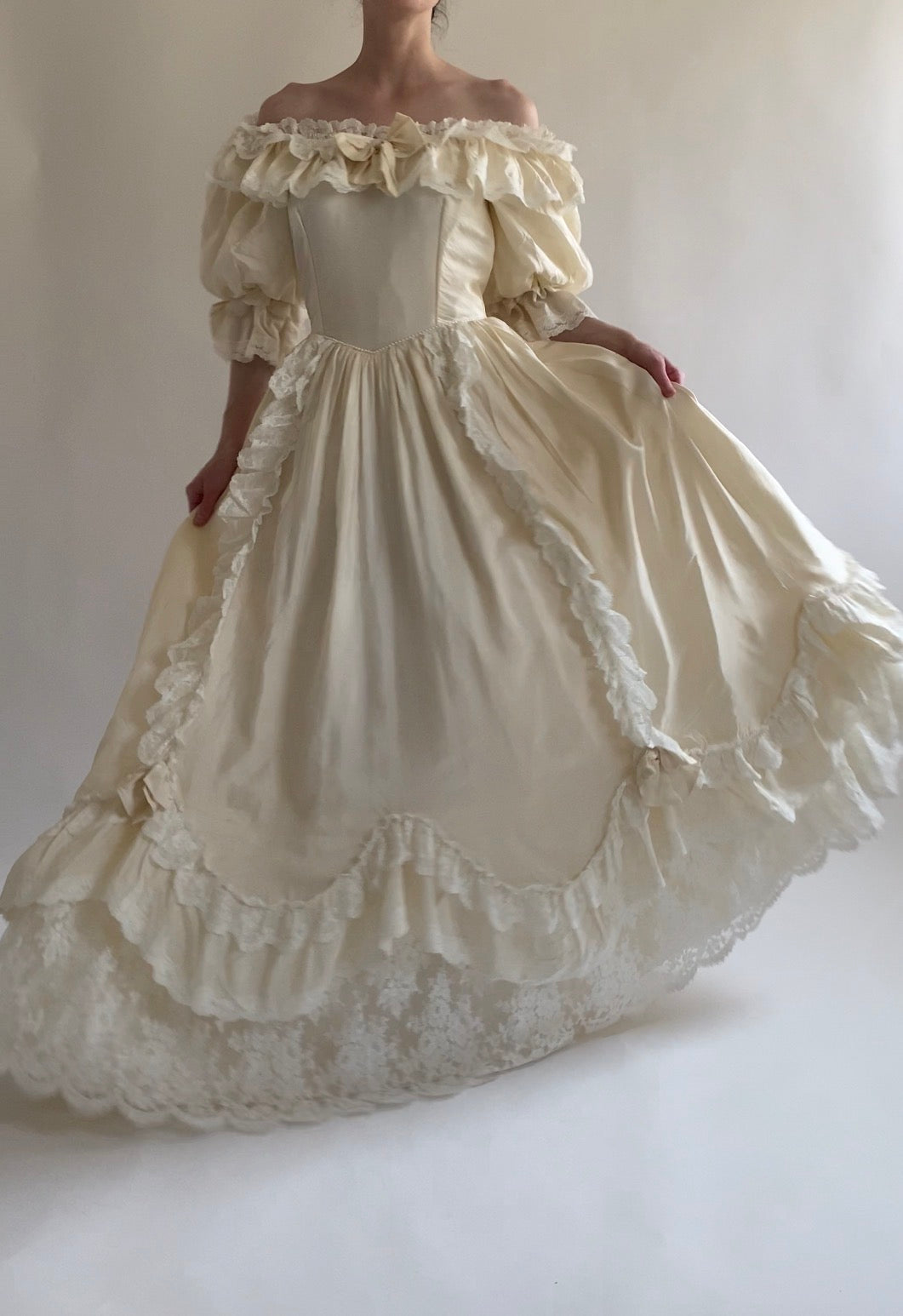 1980s Silk Princess Diana Inspired Vintage Wedding Dress