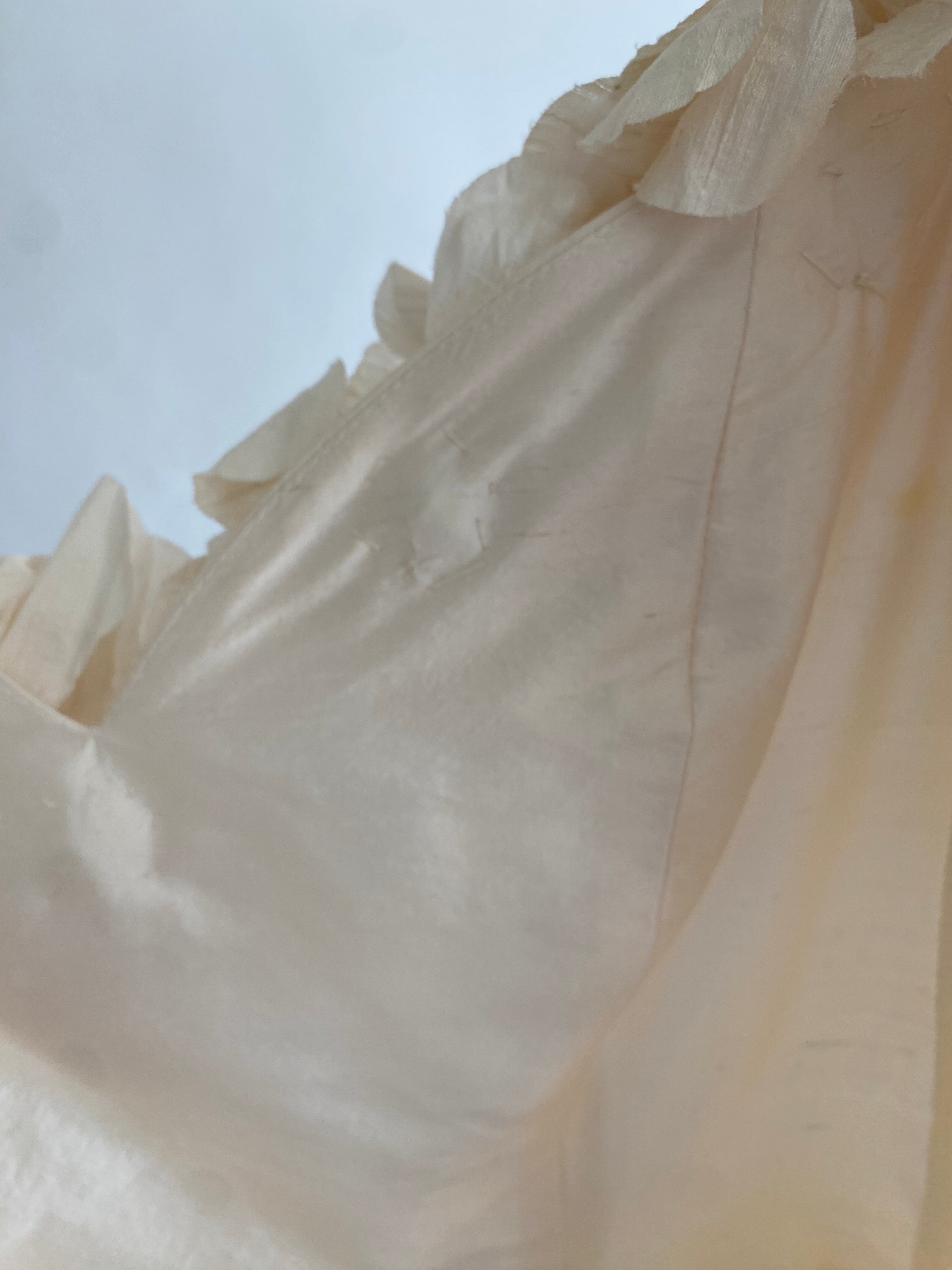 1980s Rose Trimmed Silk Wedding Dress