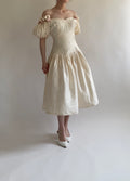 1980s Raw Silk  Wedding Dress