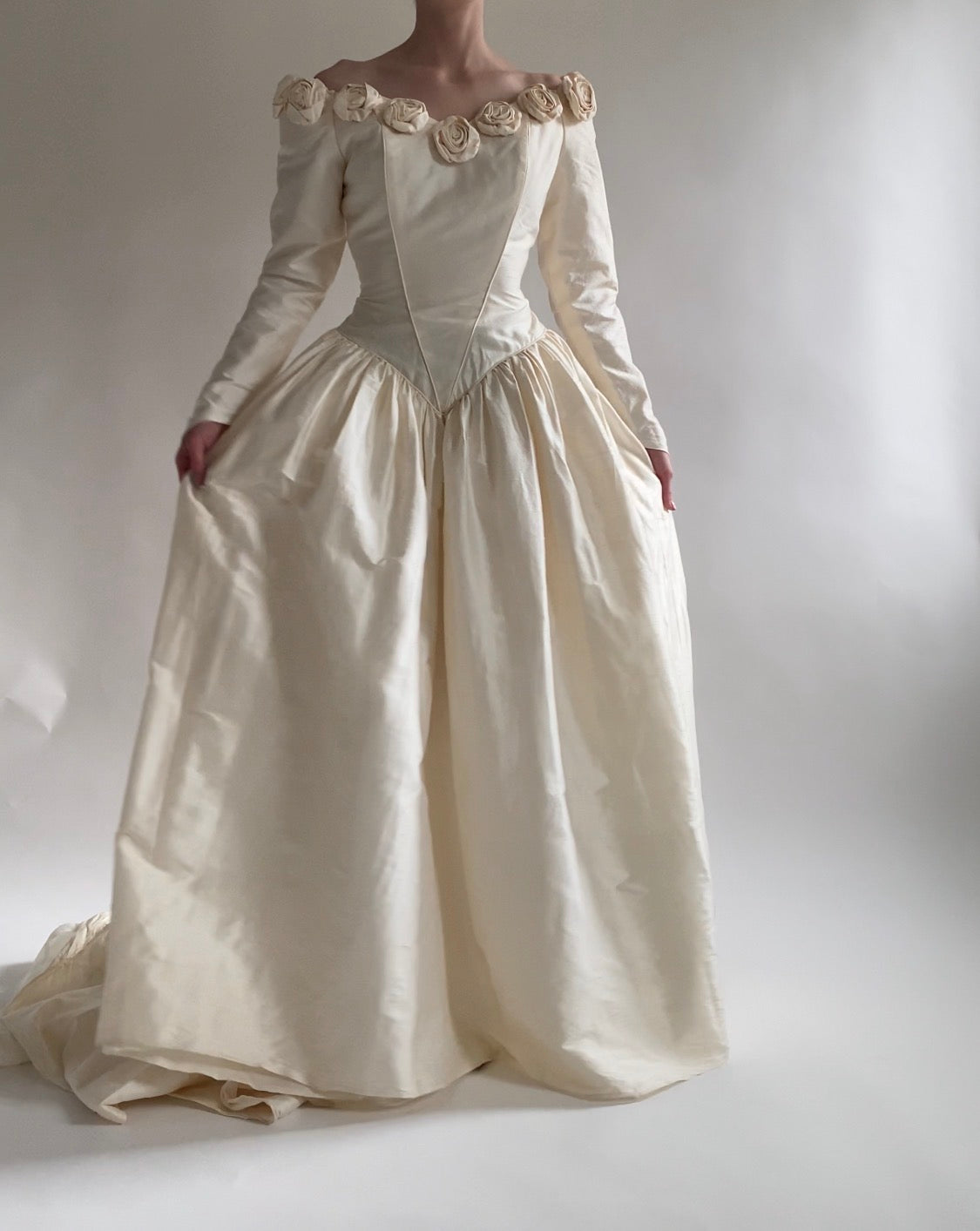 Vintage Rosette Wedding Dress