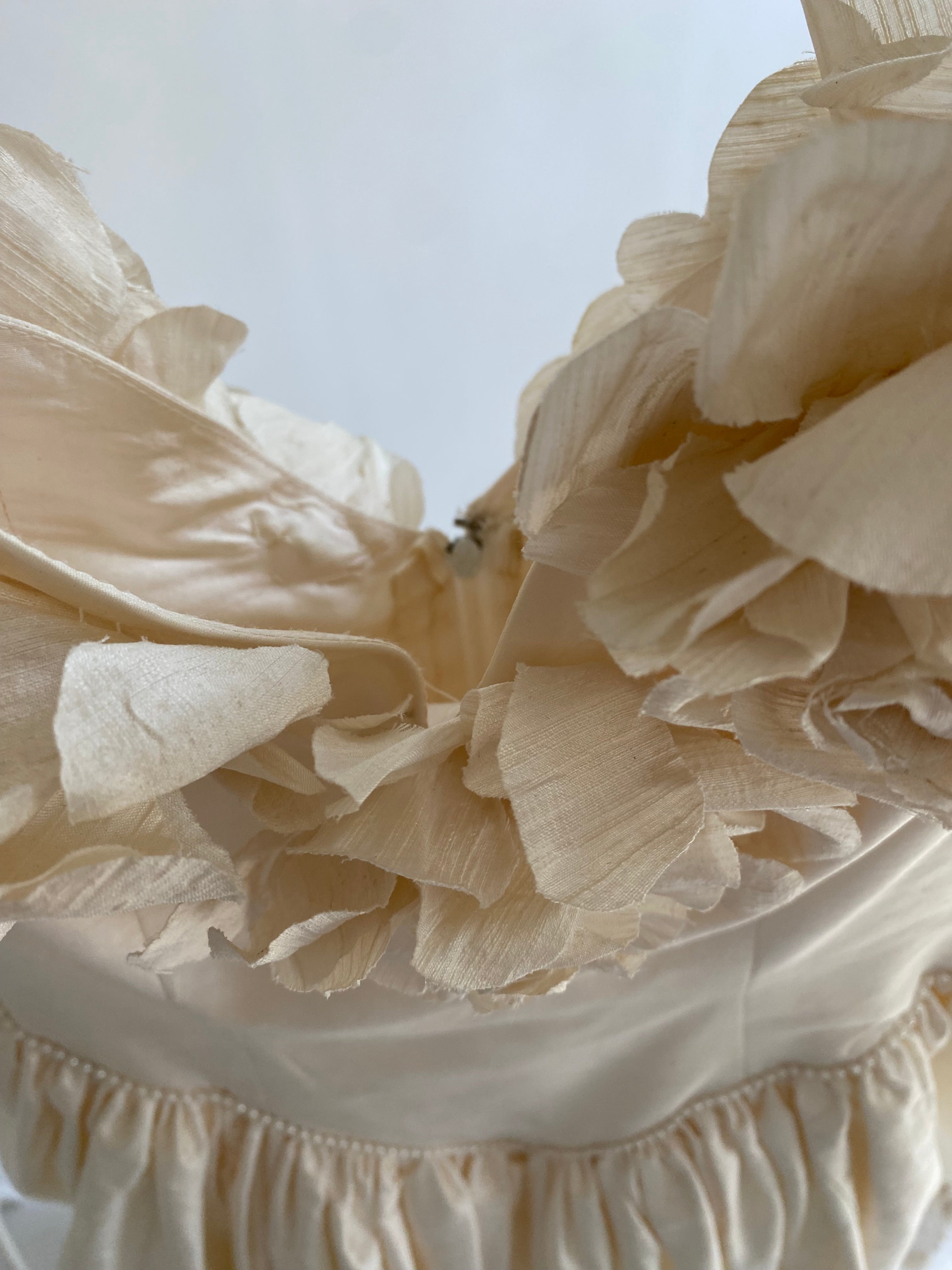 1980s Rose Trimmed Silk Wedding Dress