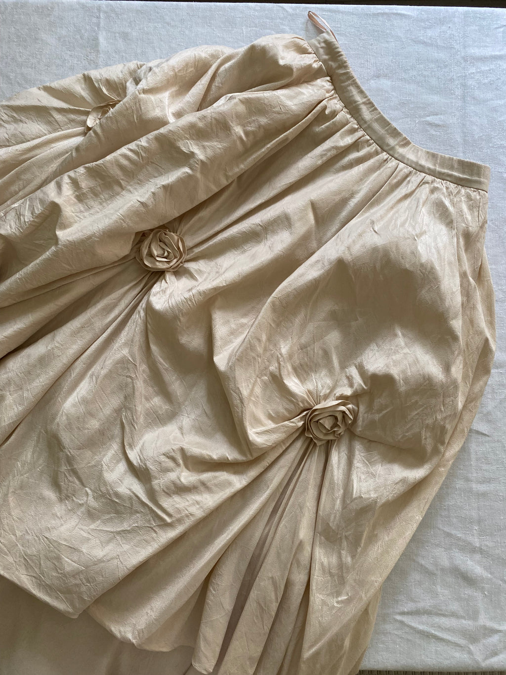90s Silk 3-piece Wedding Dress Set Corset and Skirt with Rosettes