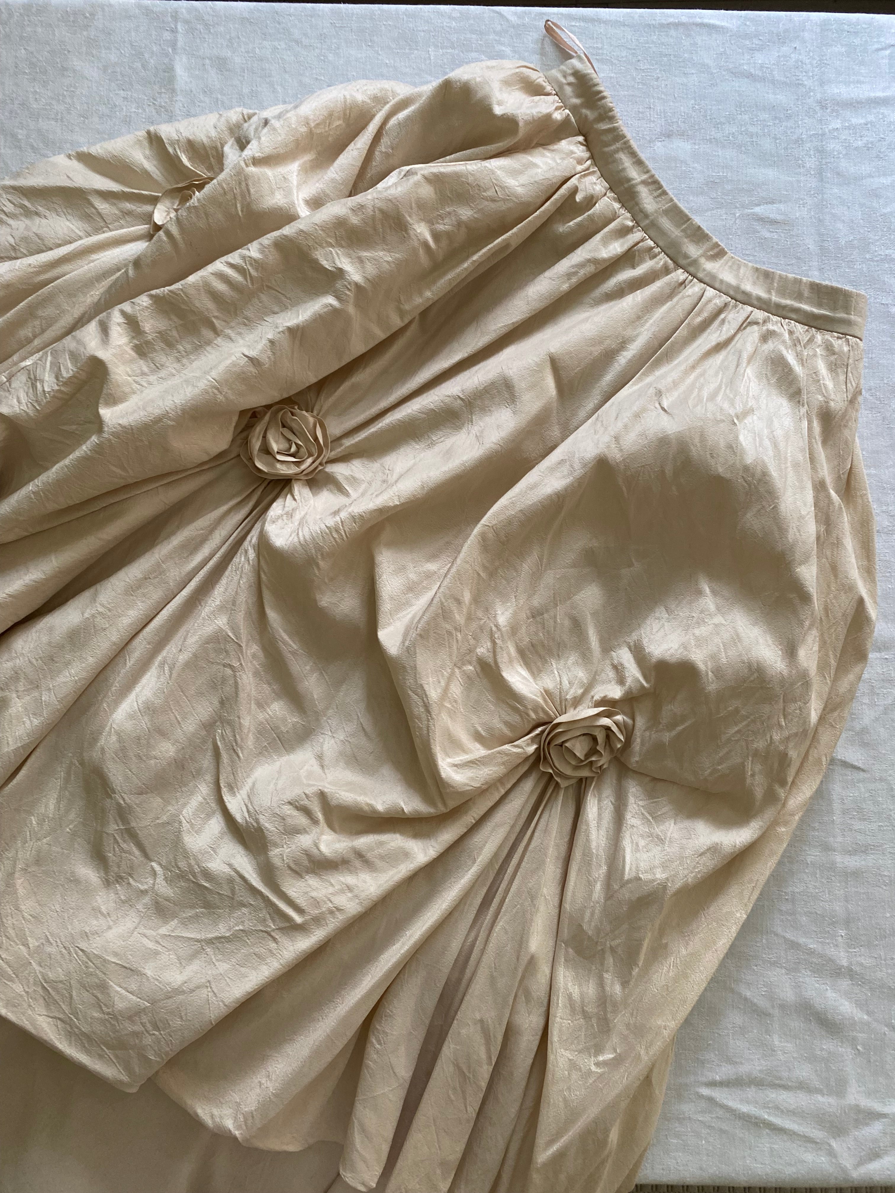 90s Silk 3-piece Wedding Dress Set Corset and Skirt with Rosettes