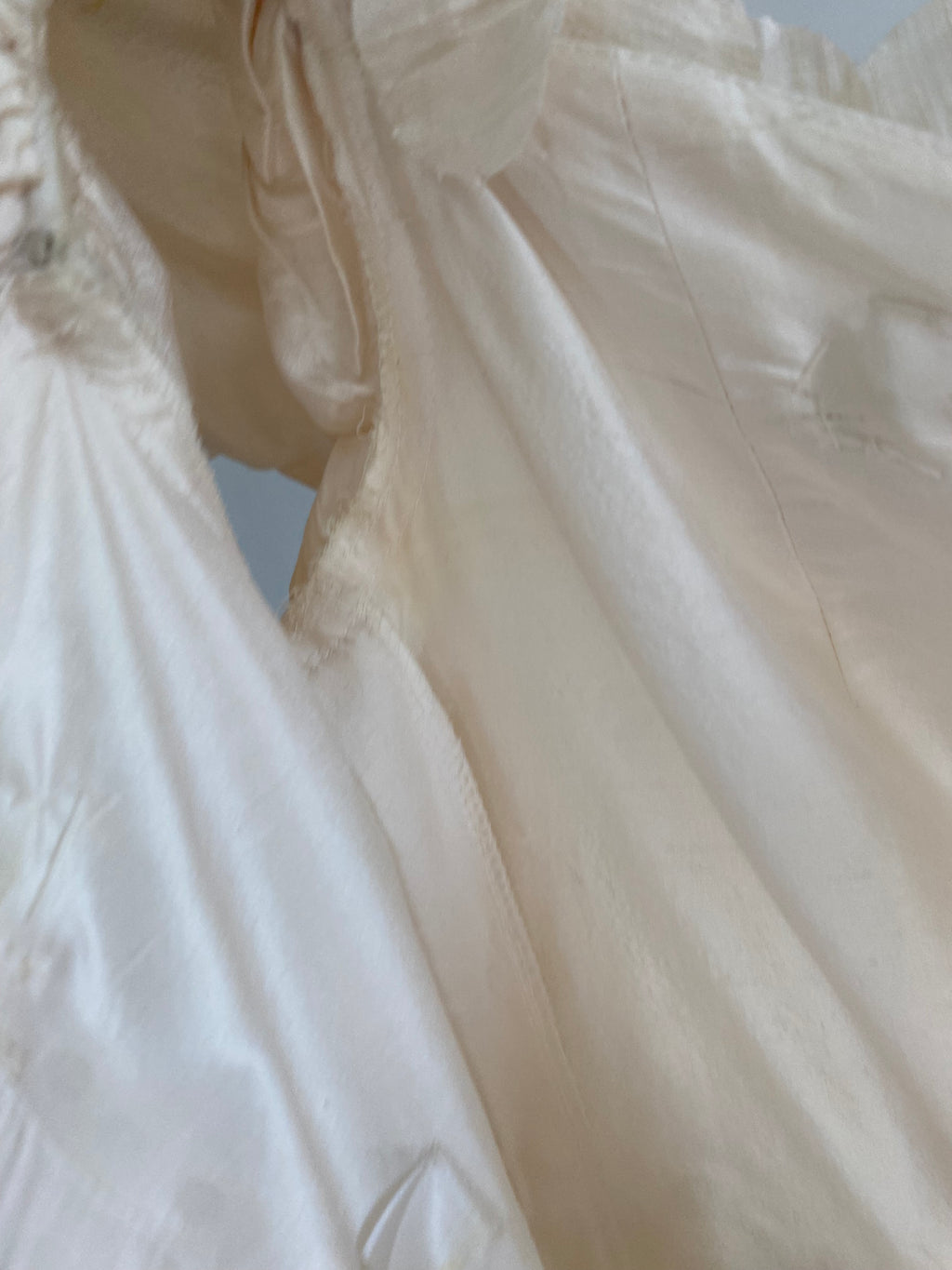 1980s Rose Trimmed Silk Wedding Dress