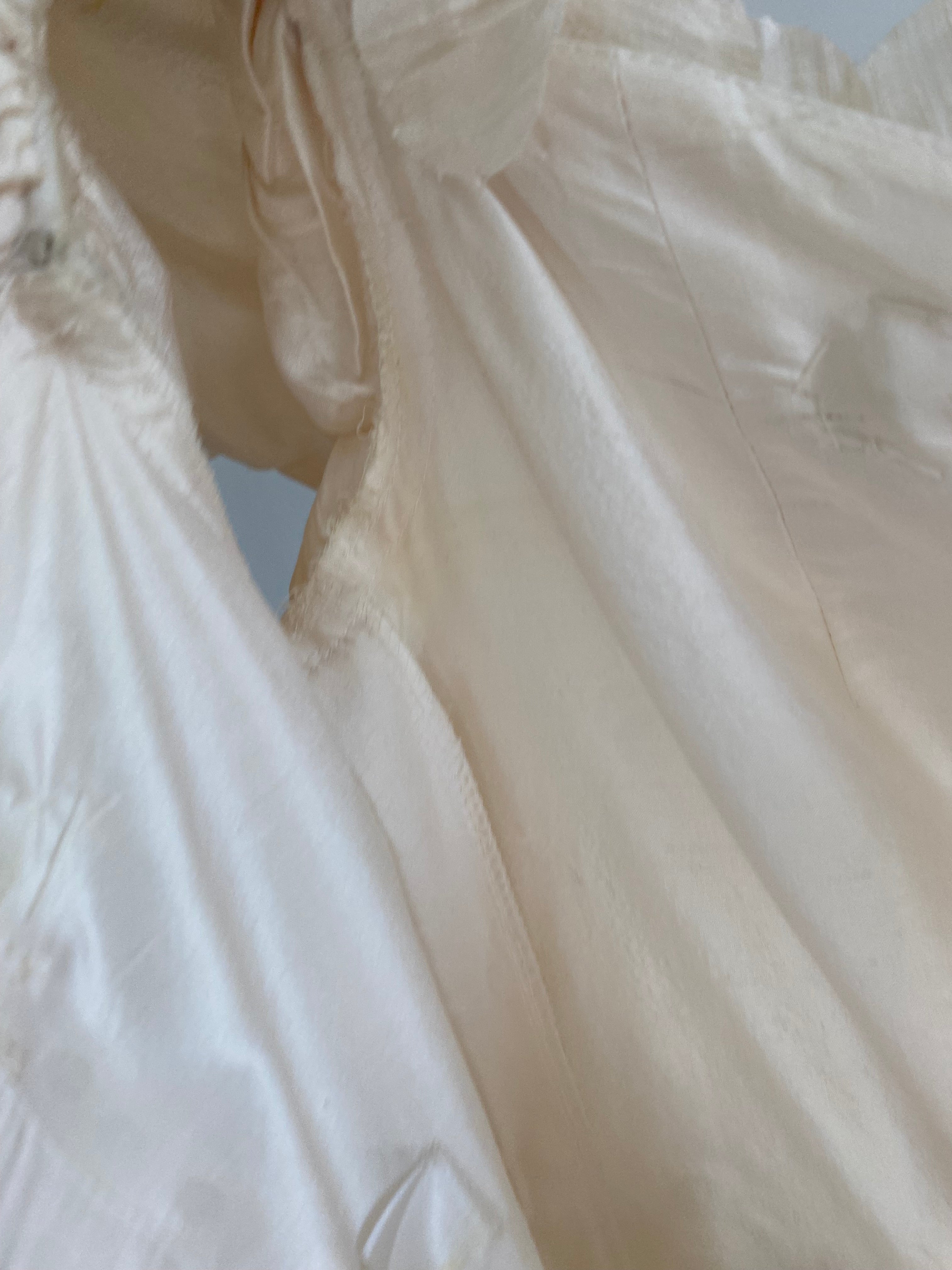 1980s Rose Trimmed Silk Wedding Dress