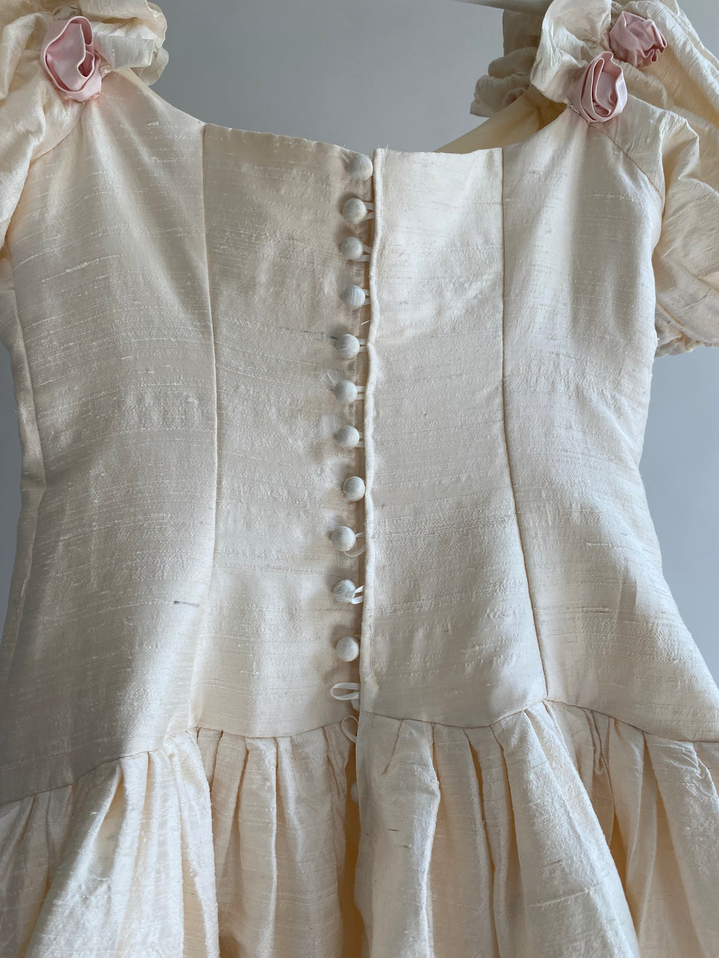1980s Raw Silk  Wedding Dress