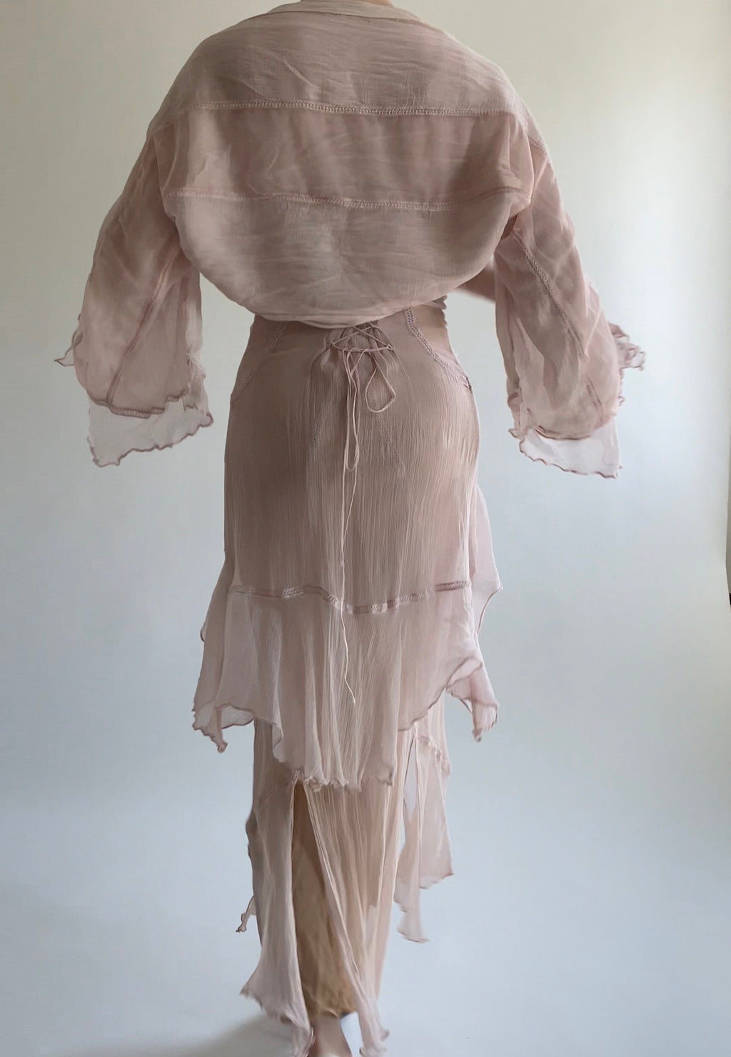 Dusty Rose Sheer Dress and Shawl Set
