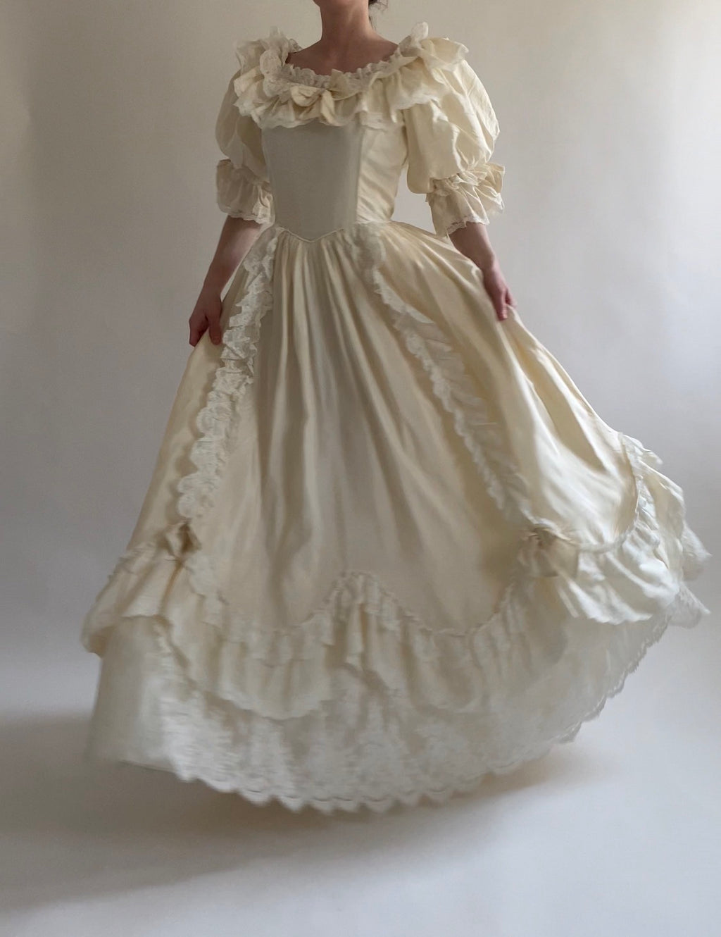 1980s Silk Princess Diana Inspired Vintage Wedding Dress