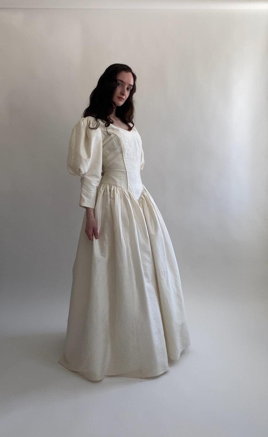 1980s Raw Silk Wedding Gown Medium
