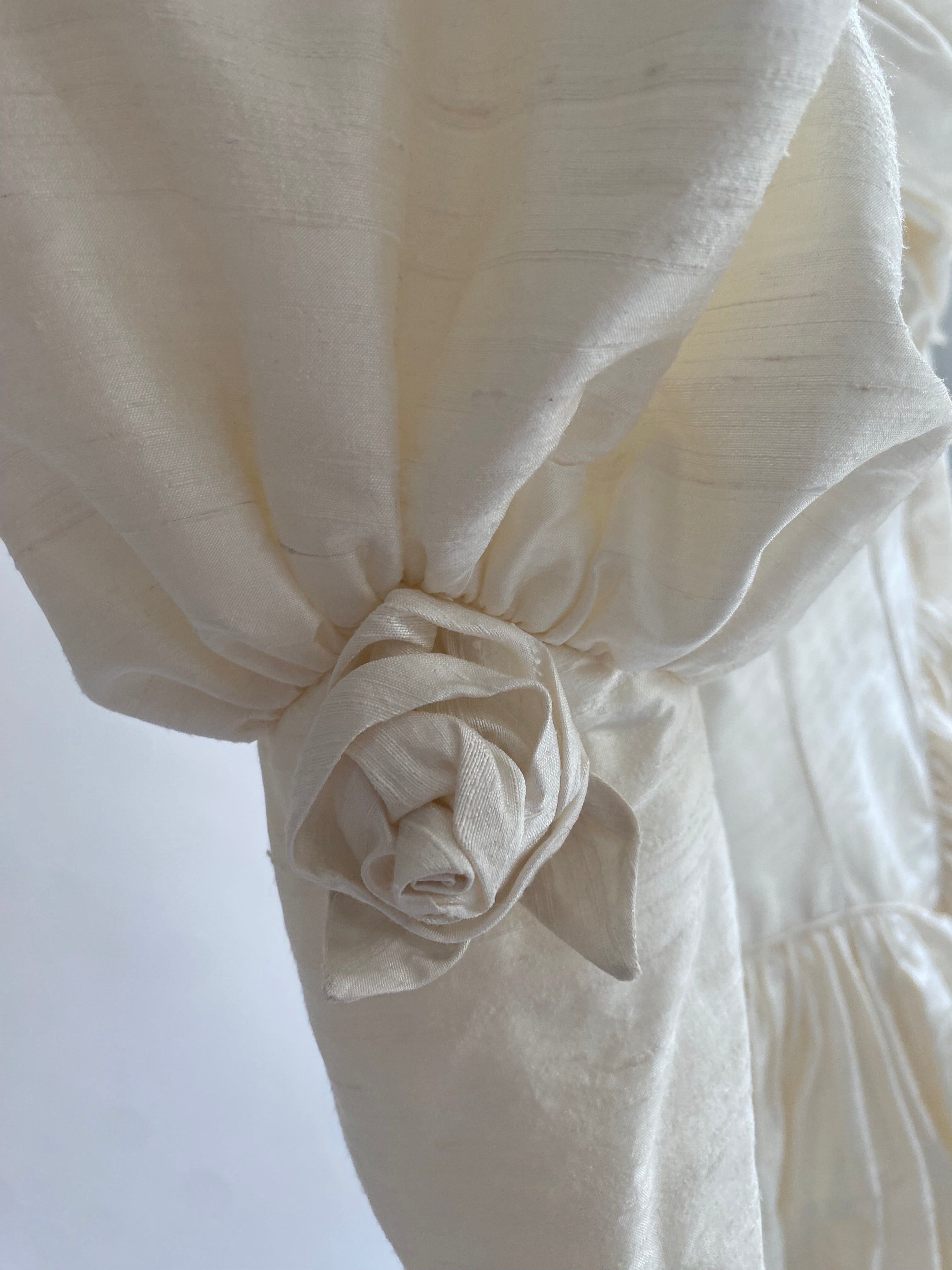 1980s Silk Rosette Wedding Dress
