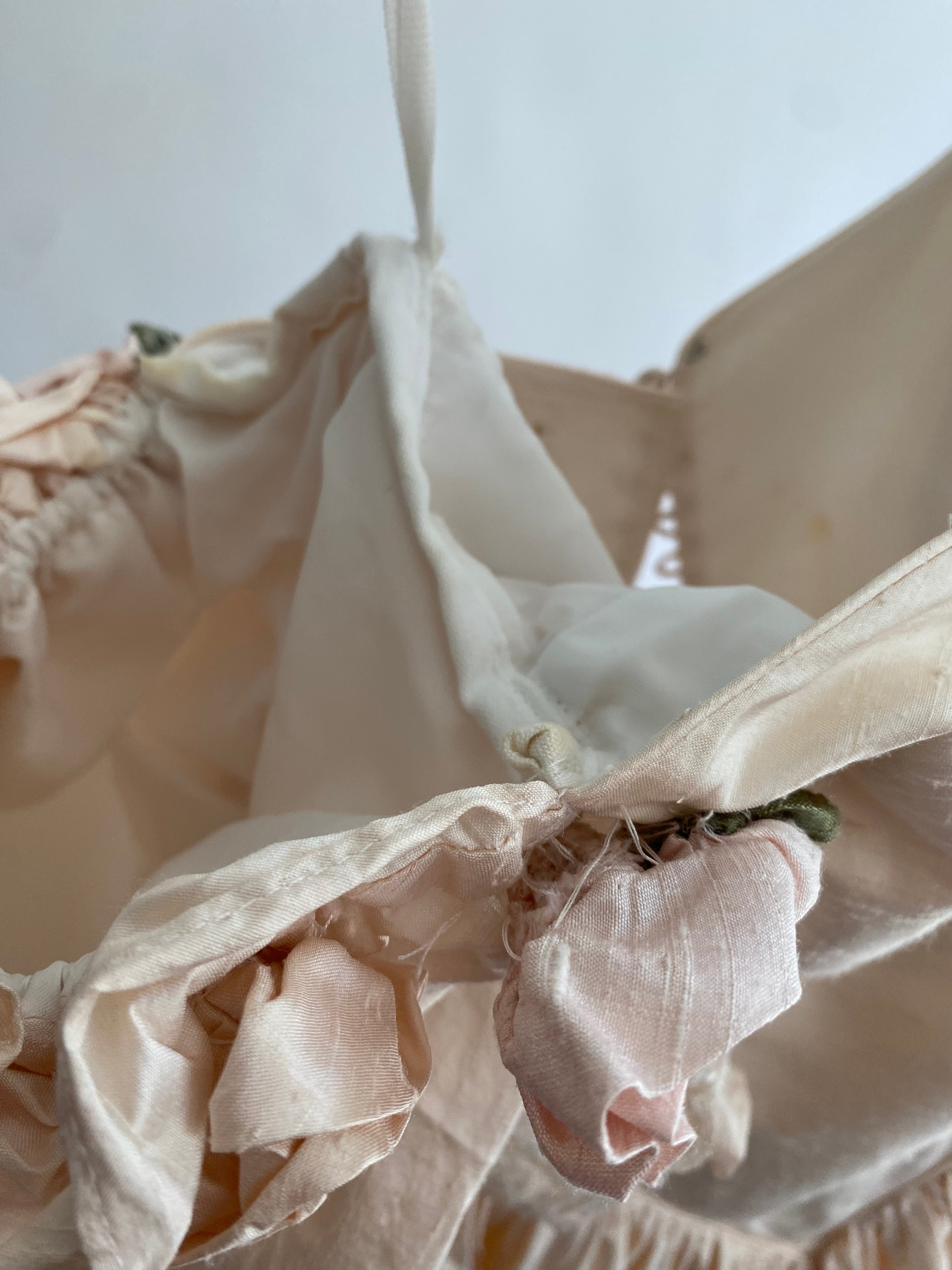 1980s Raw Silk Rosette Wedding Gown