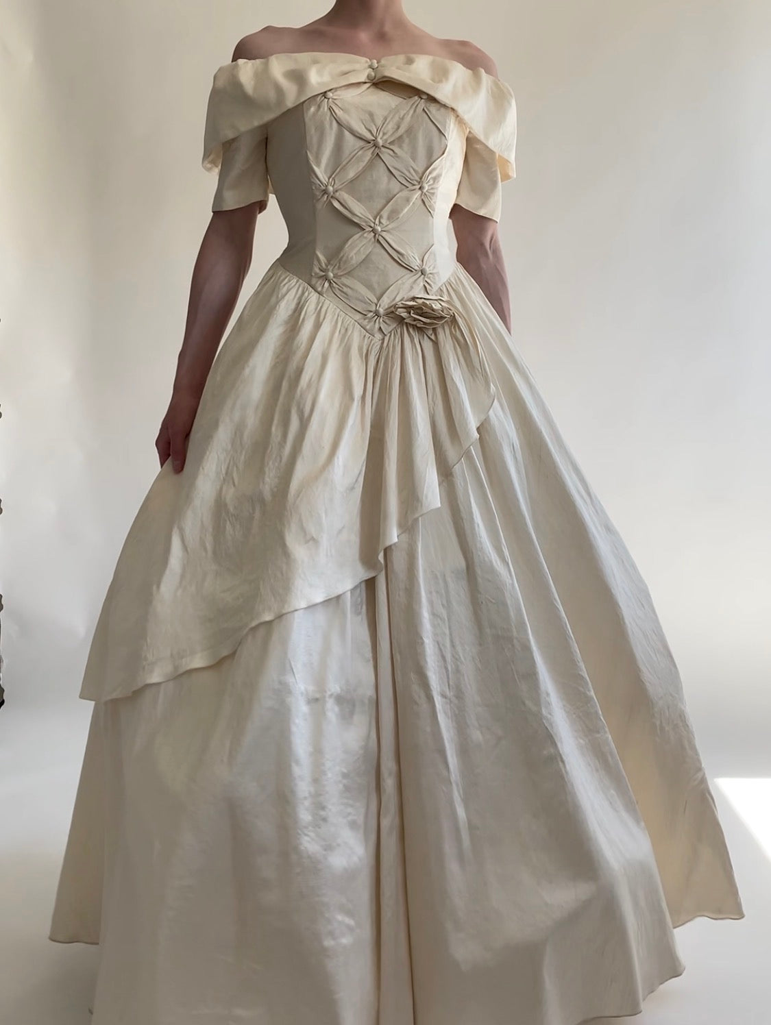Vintage 1980s Silk Wedding Dress