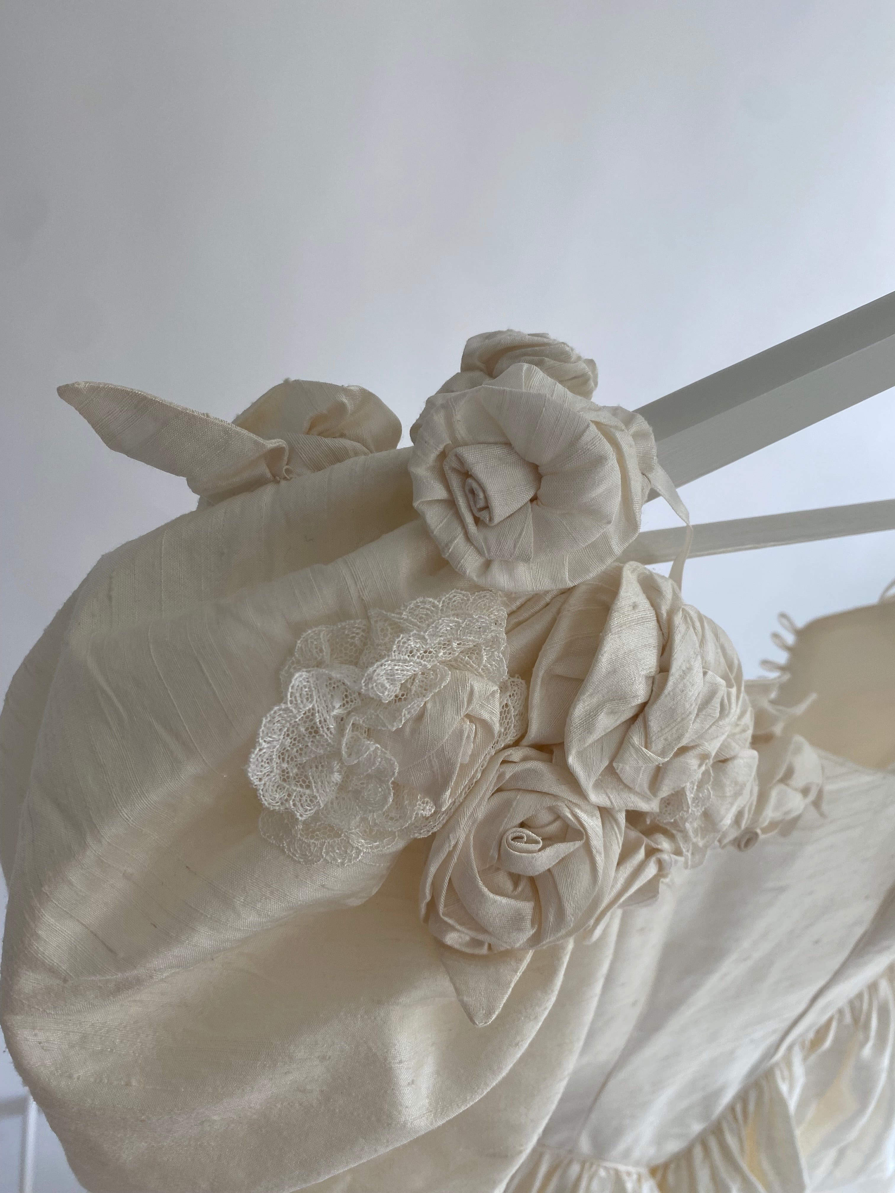 1980s Silk Rosette Wedding Dress