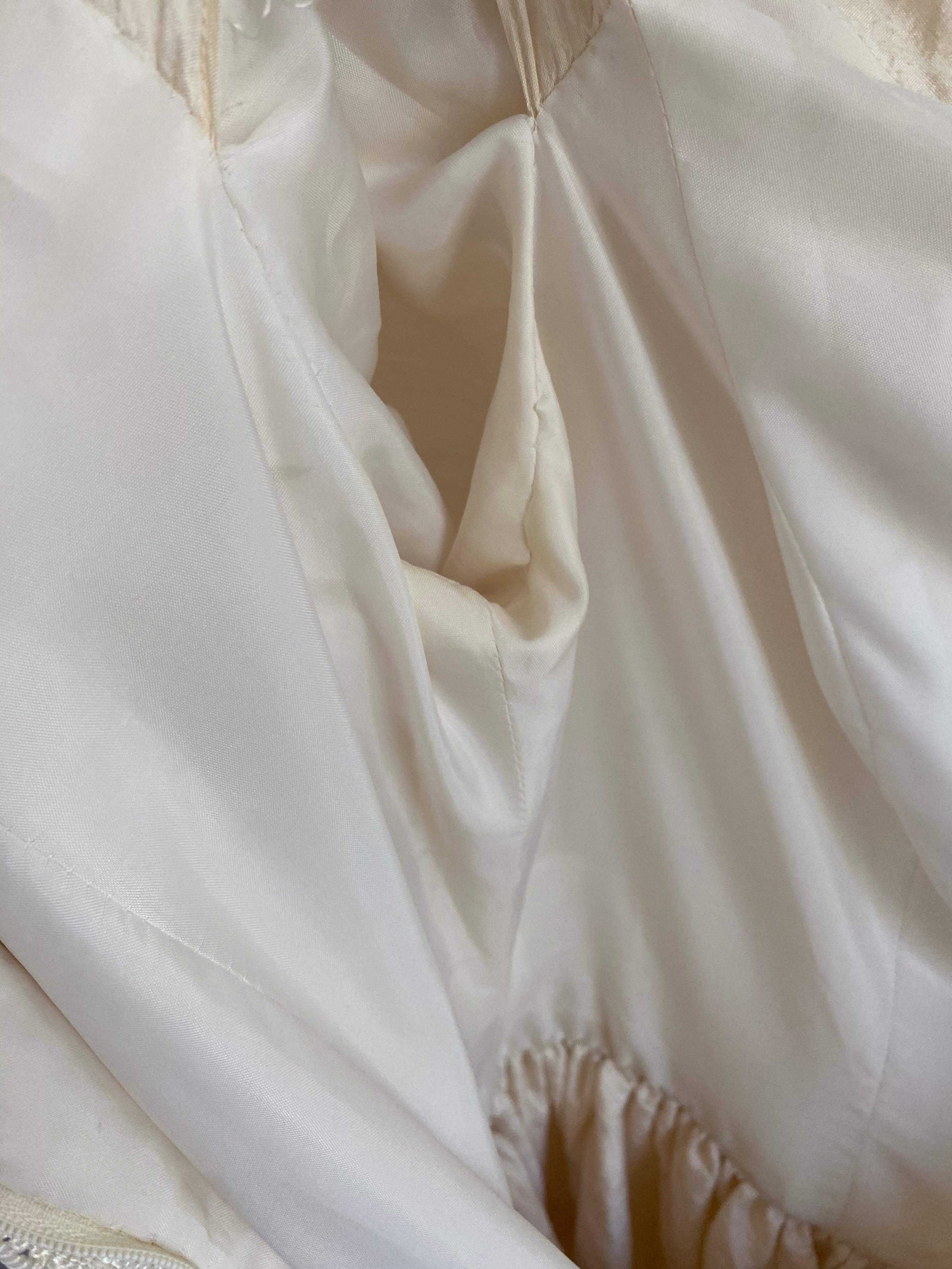 Vintage Silk Midi Off Shoulder Wedding Dress