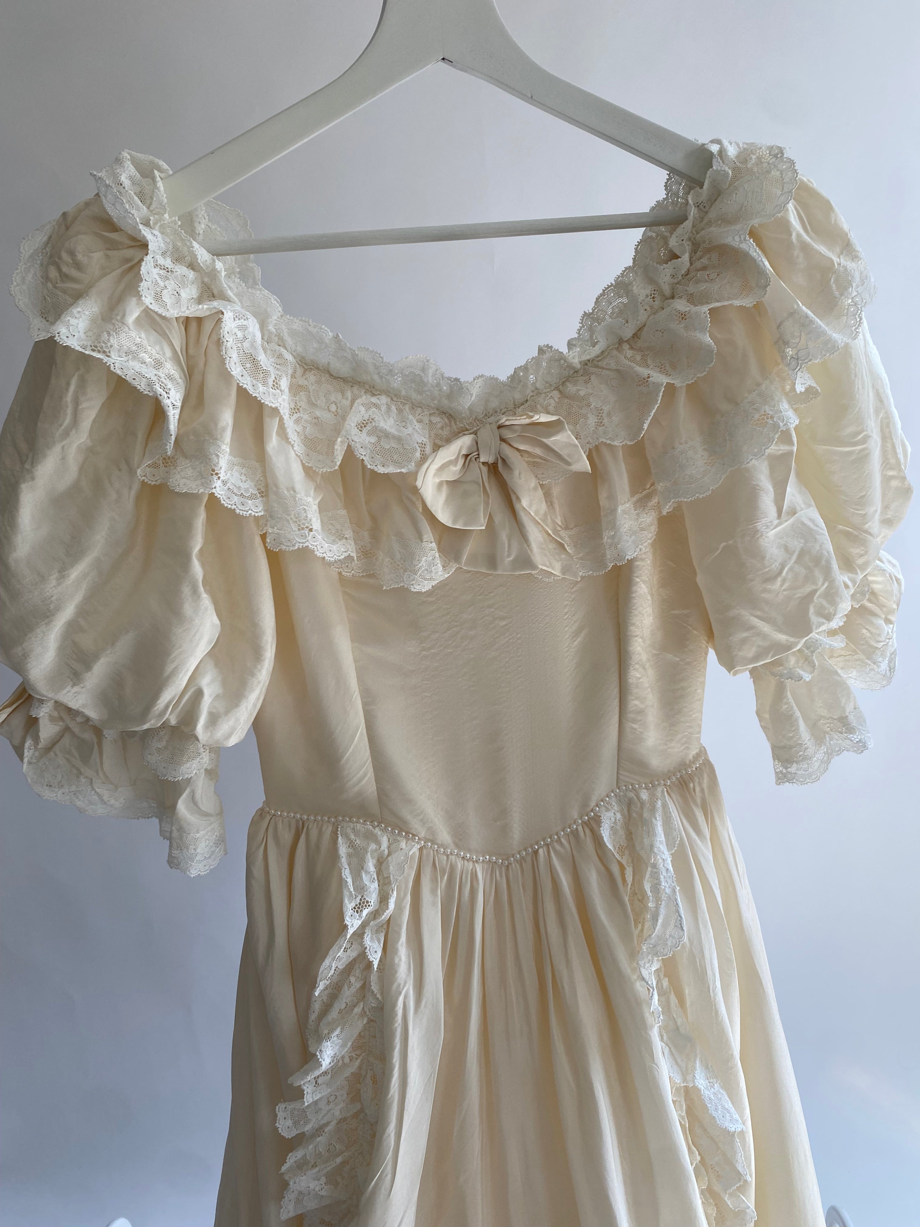 1980s Silk Princess Diana Inspired Vintage Wedding Dress