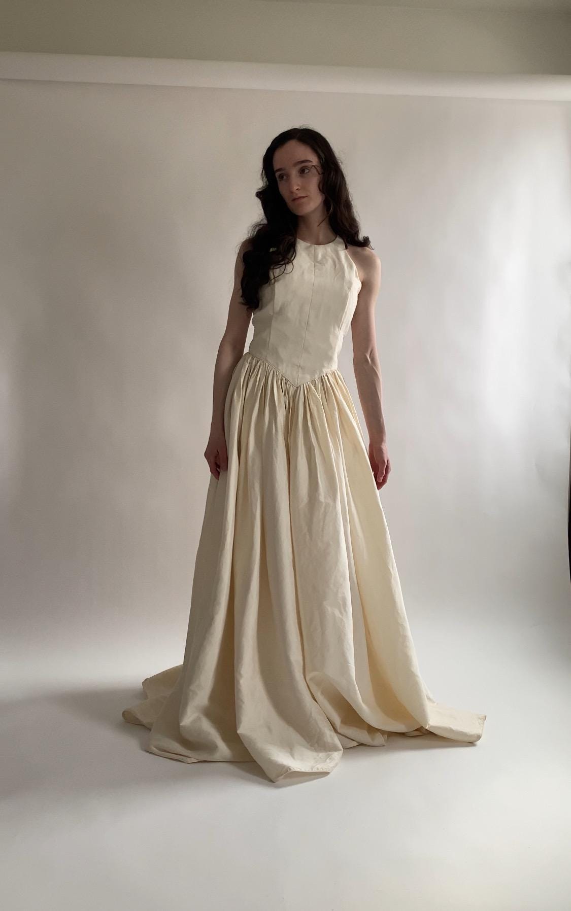 1990s Silk Halter Wedding Dress