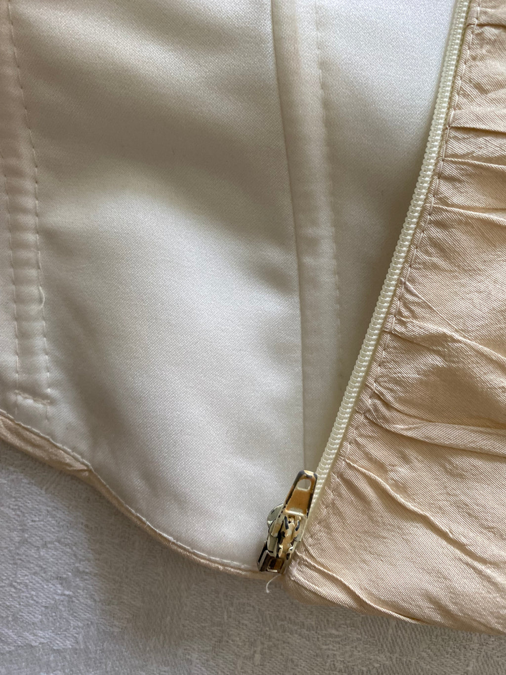 90s Silk 3-piece Wedding Dress Set Corset and Skirt with Rosettes