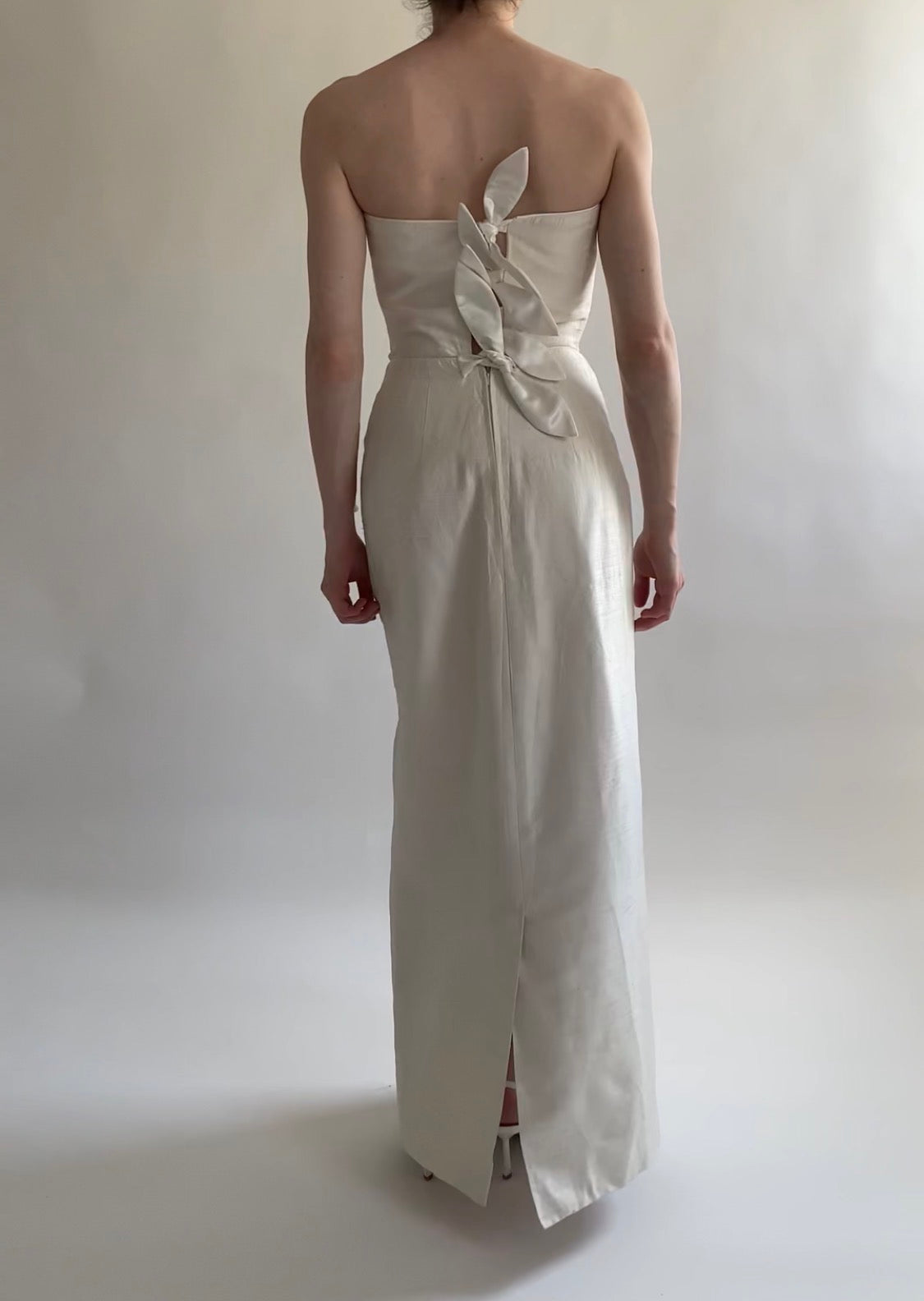 Raw Silk Strapless Vintage Wedding Gown with Matching Jacket