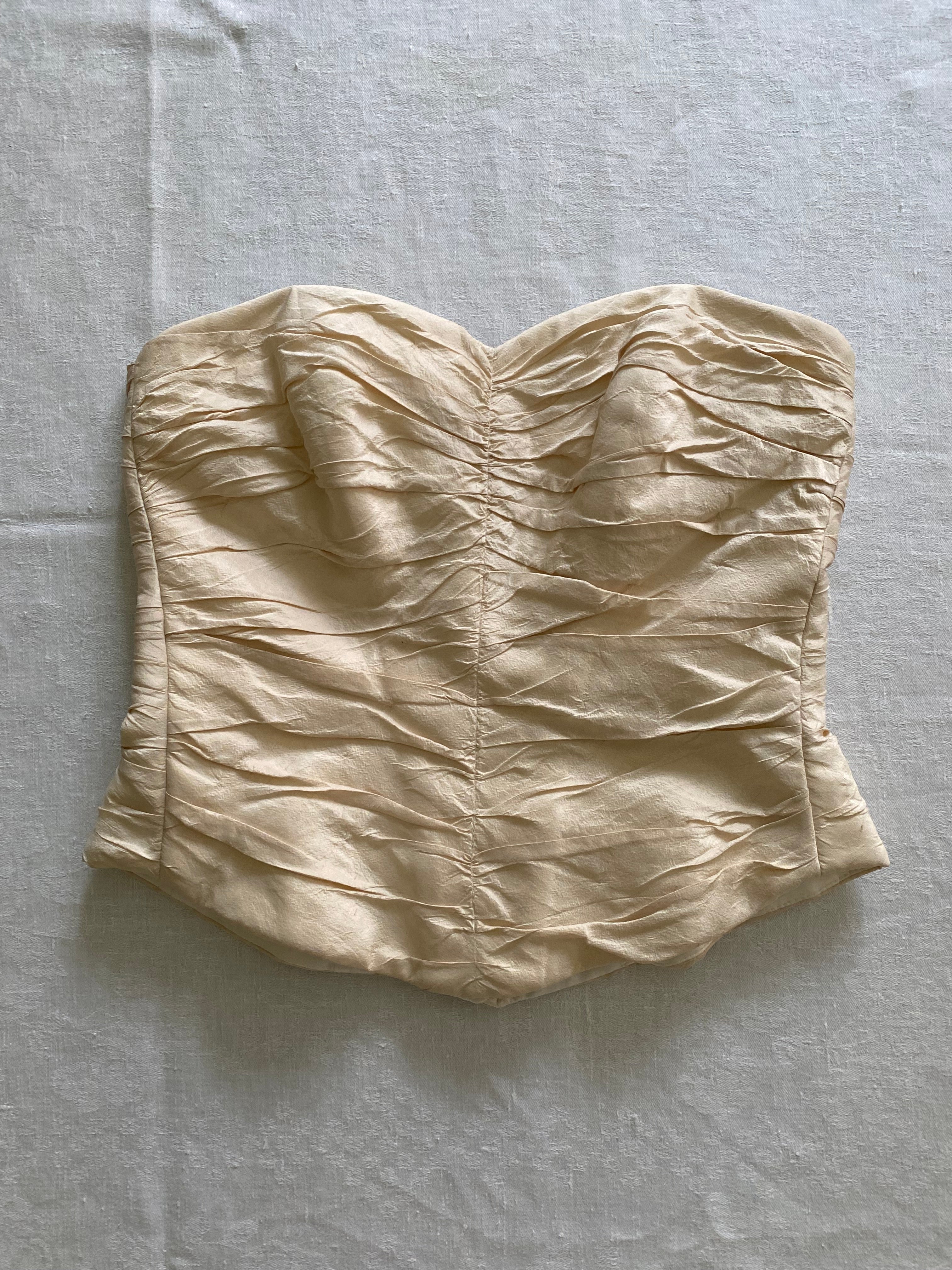 90s Silk 3-piece Wedding Dress Set Corset and Skirt with Rosettes
