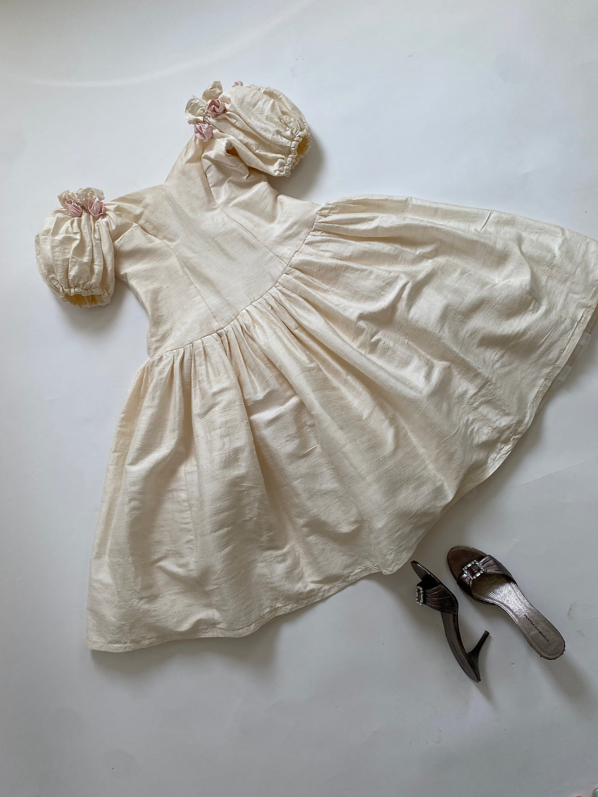1980s Raw Silk  Wedding Dress