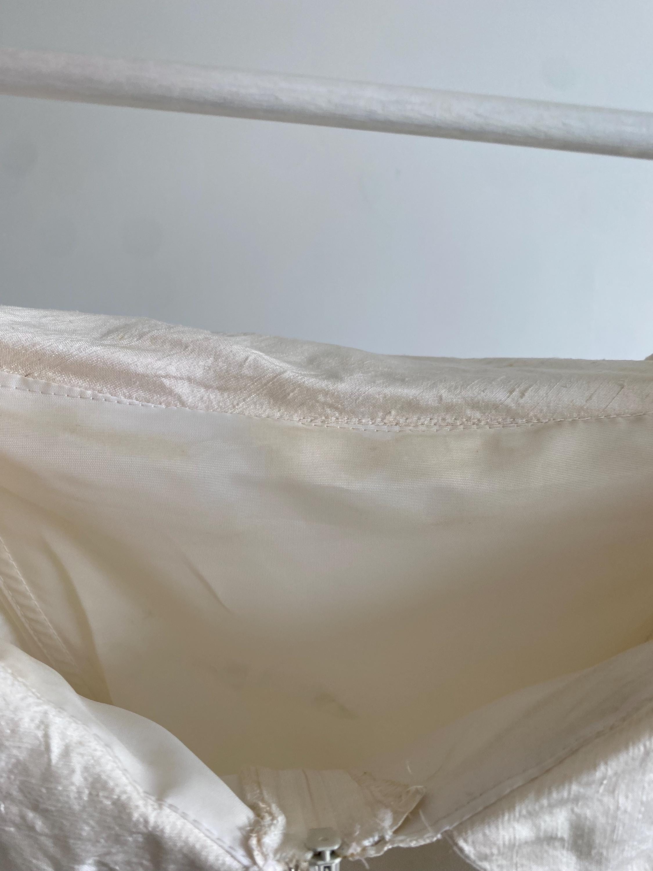 90s Raw Silk Off Shoulder Wedding Gown