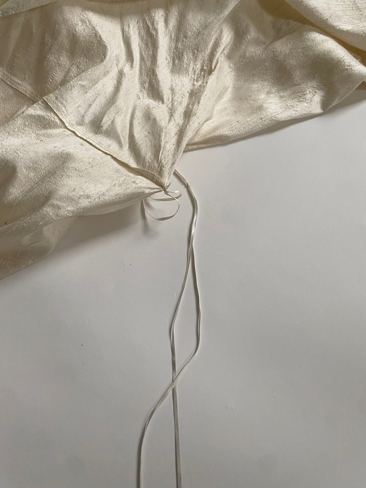 Vintage Rosette Off Shoulder Raw Silk Wedding Dress