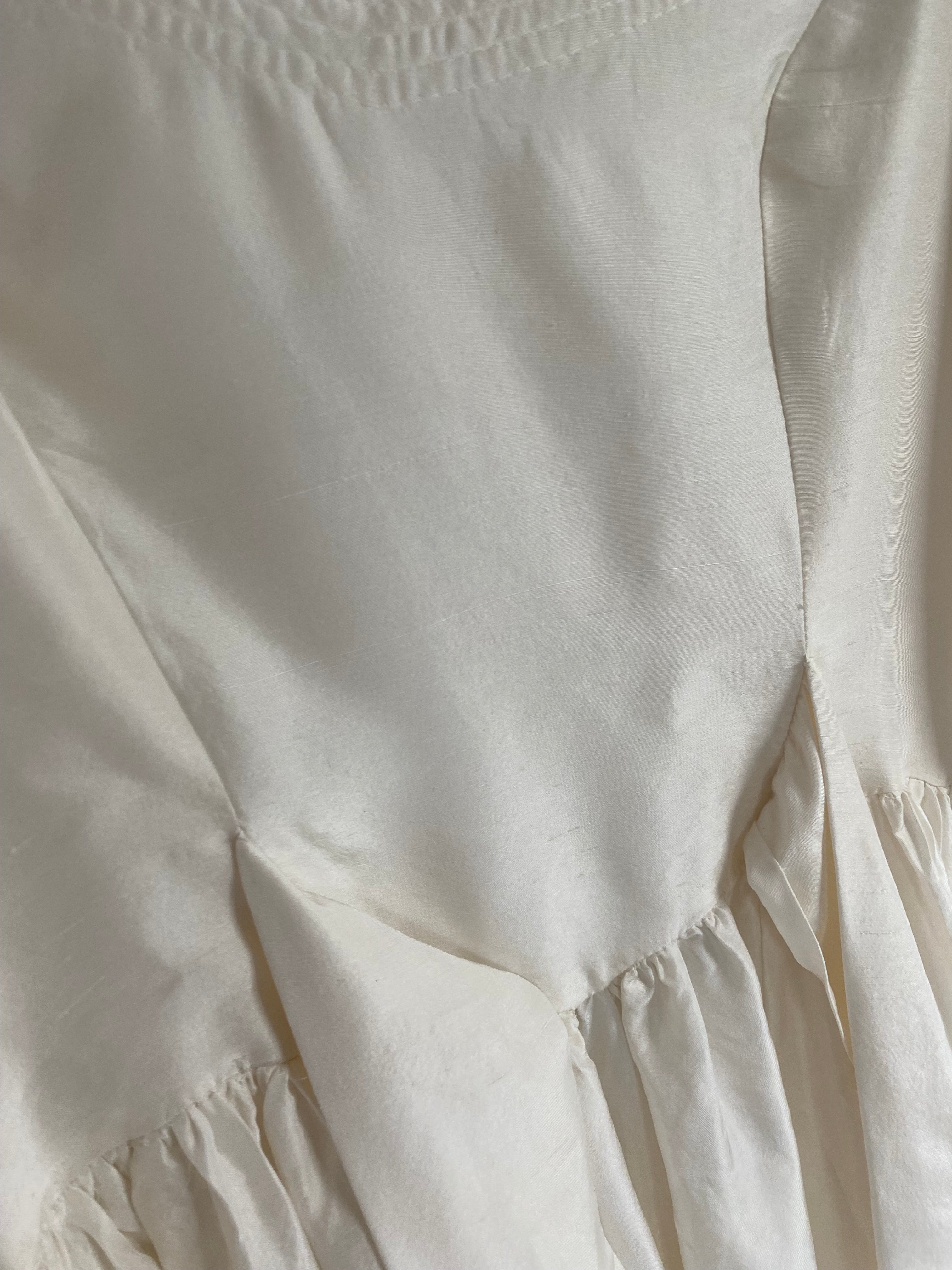 Vintage Silk 1980s Wedding Dress with Puff Sleeves
