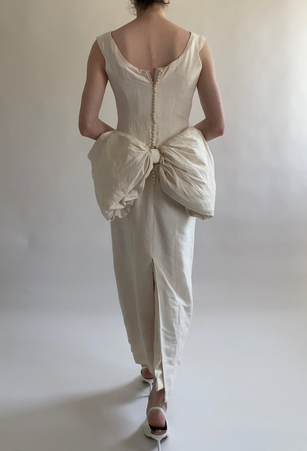1980s Wedding Dress with a Statement Bow Detail