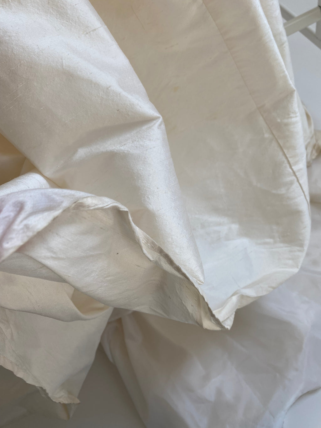 1980s Rose Trimmed Silk Wedding Dress