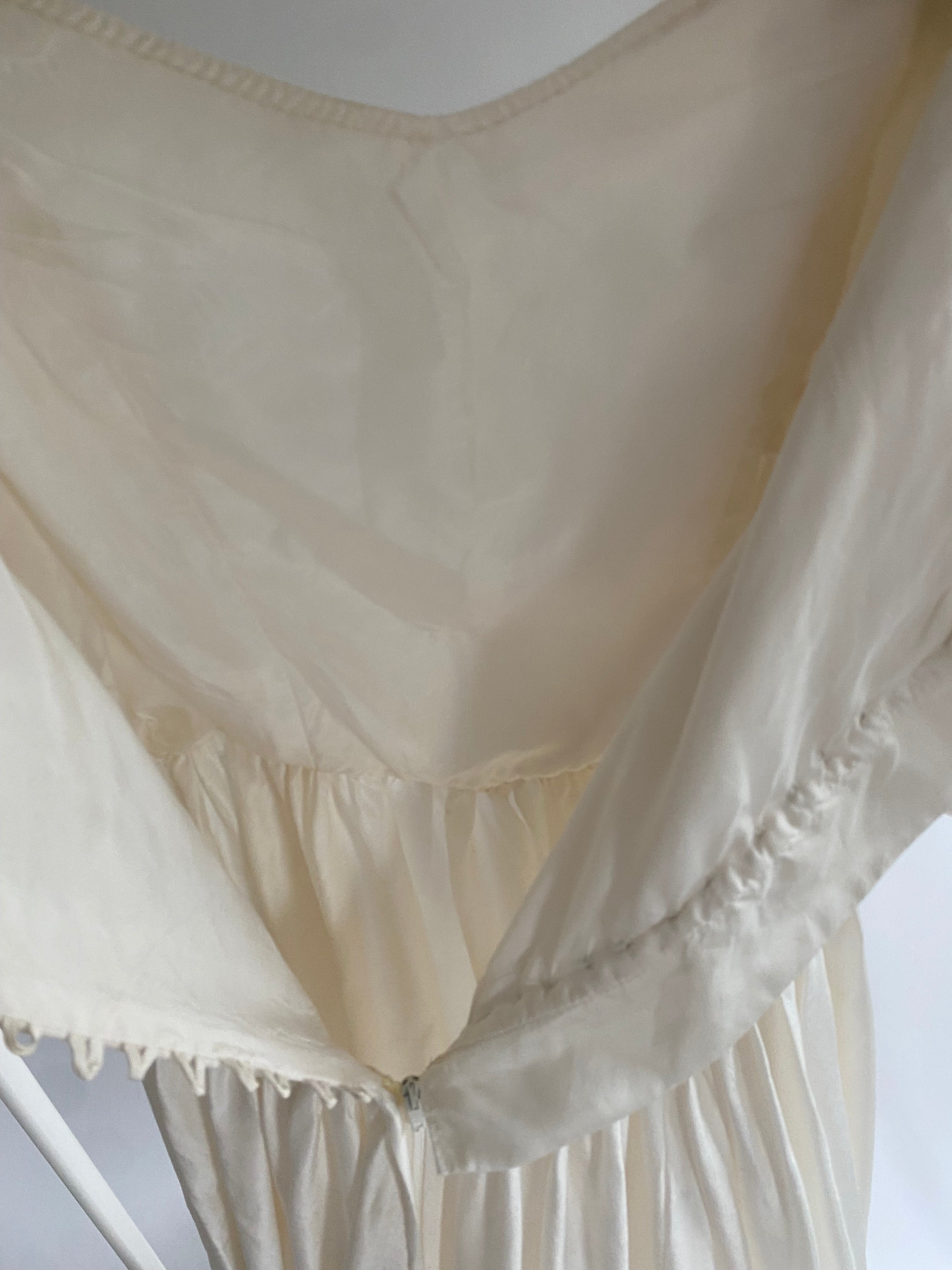 Vintage Silk 1980s Wedding Dress with Puff Sleeves