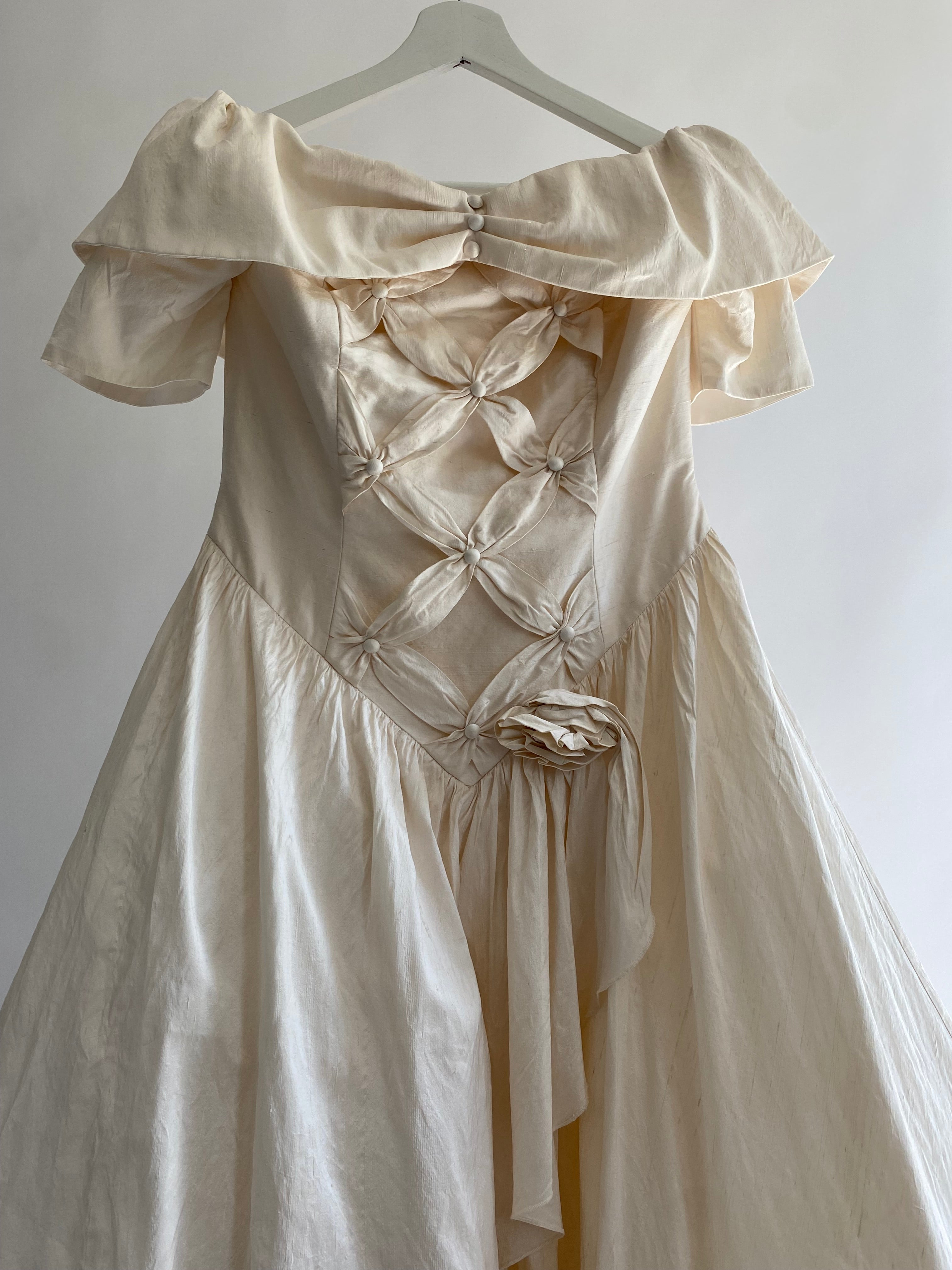 Vintage 1980s Silk Wedding Dress