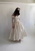 Vintage Raw Silk 1980s Tea Length Wedding Dress